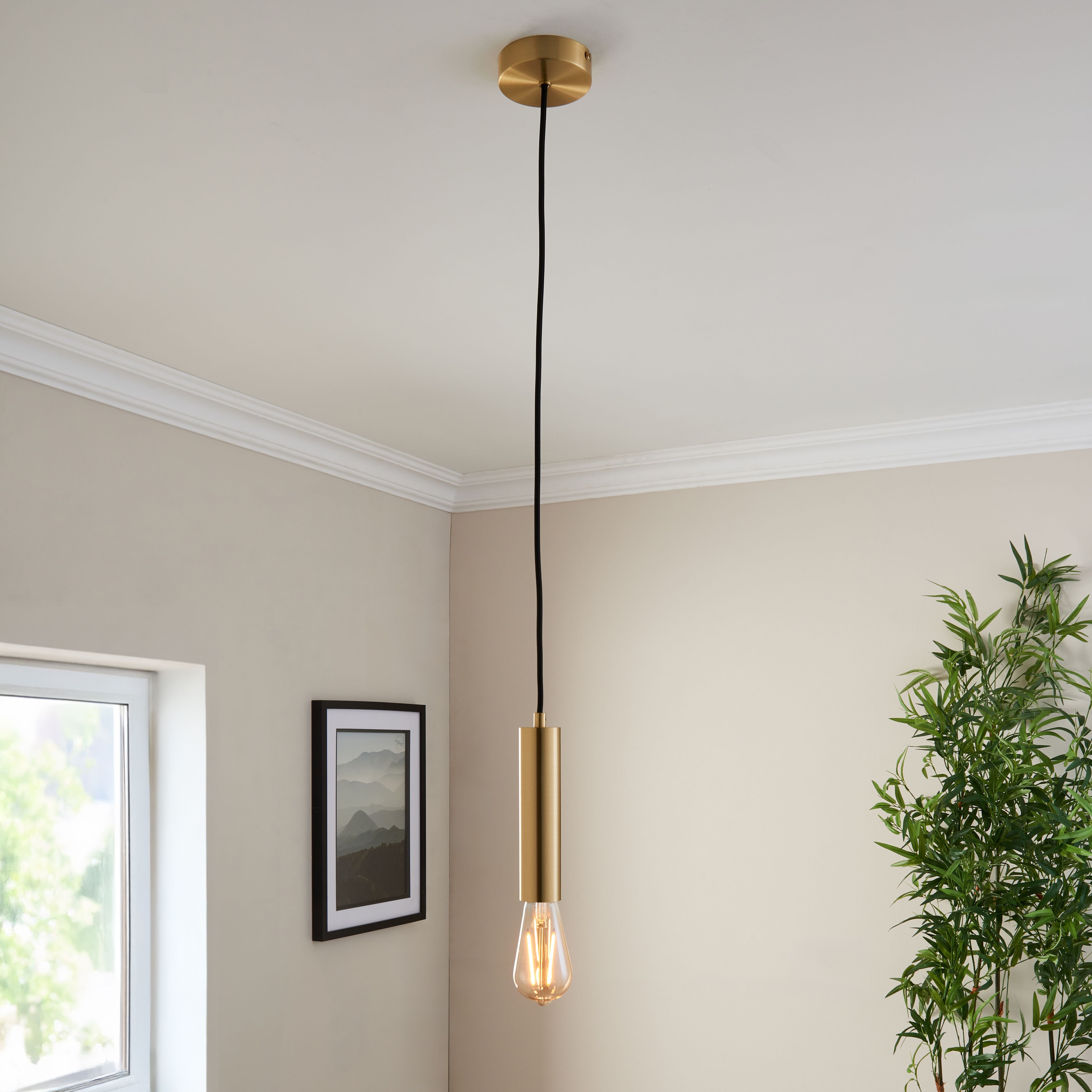 Harbour Studio Slim Gold effect E27 Cable light set Pre-wired