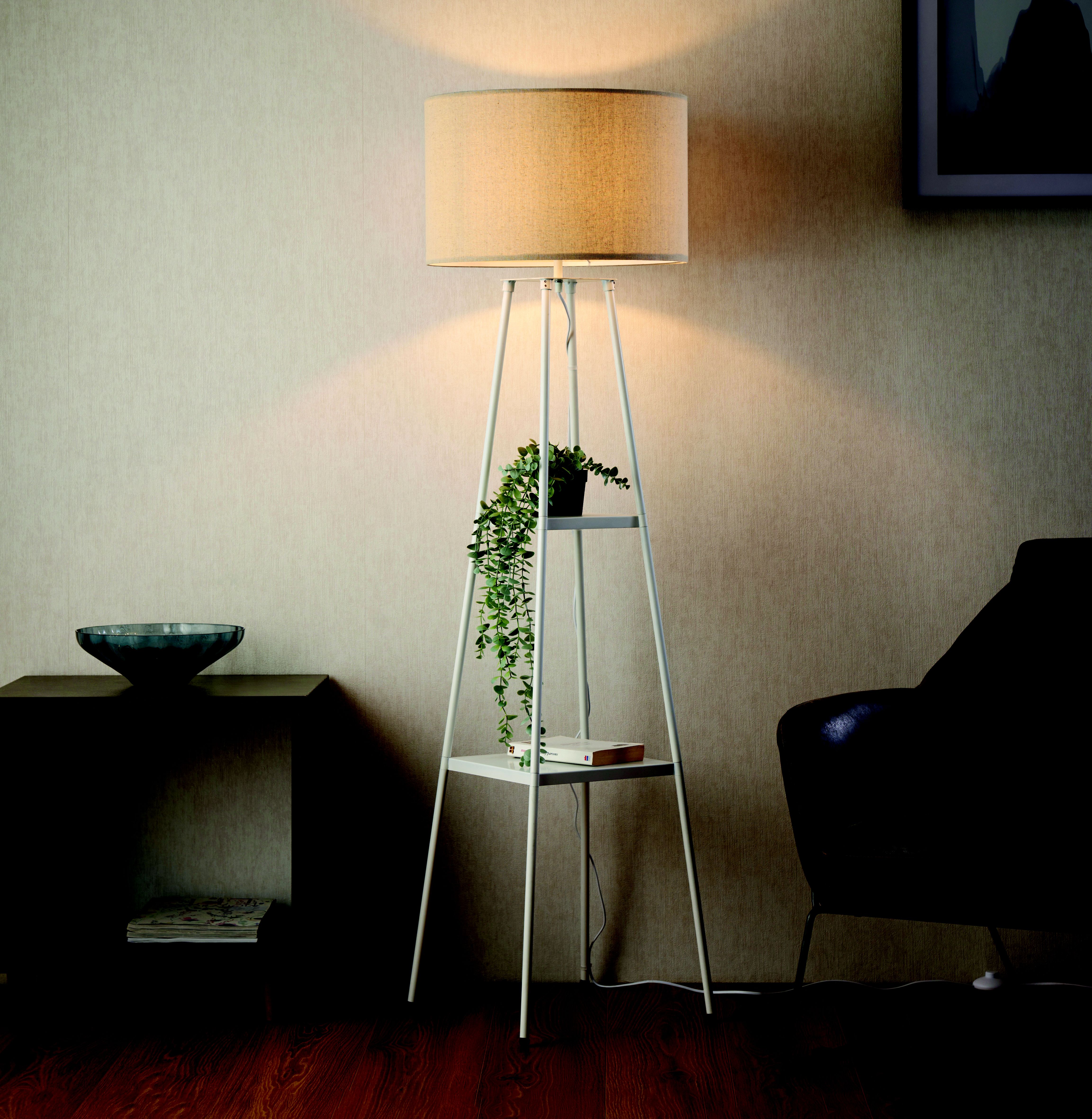 Shelf table floor deals lamp