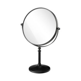 Harlech Black Round Freestanding Bathroom Mirror (H)34.5cm (W)22.5cm