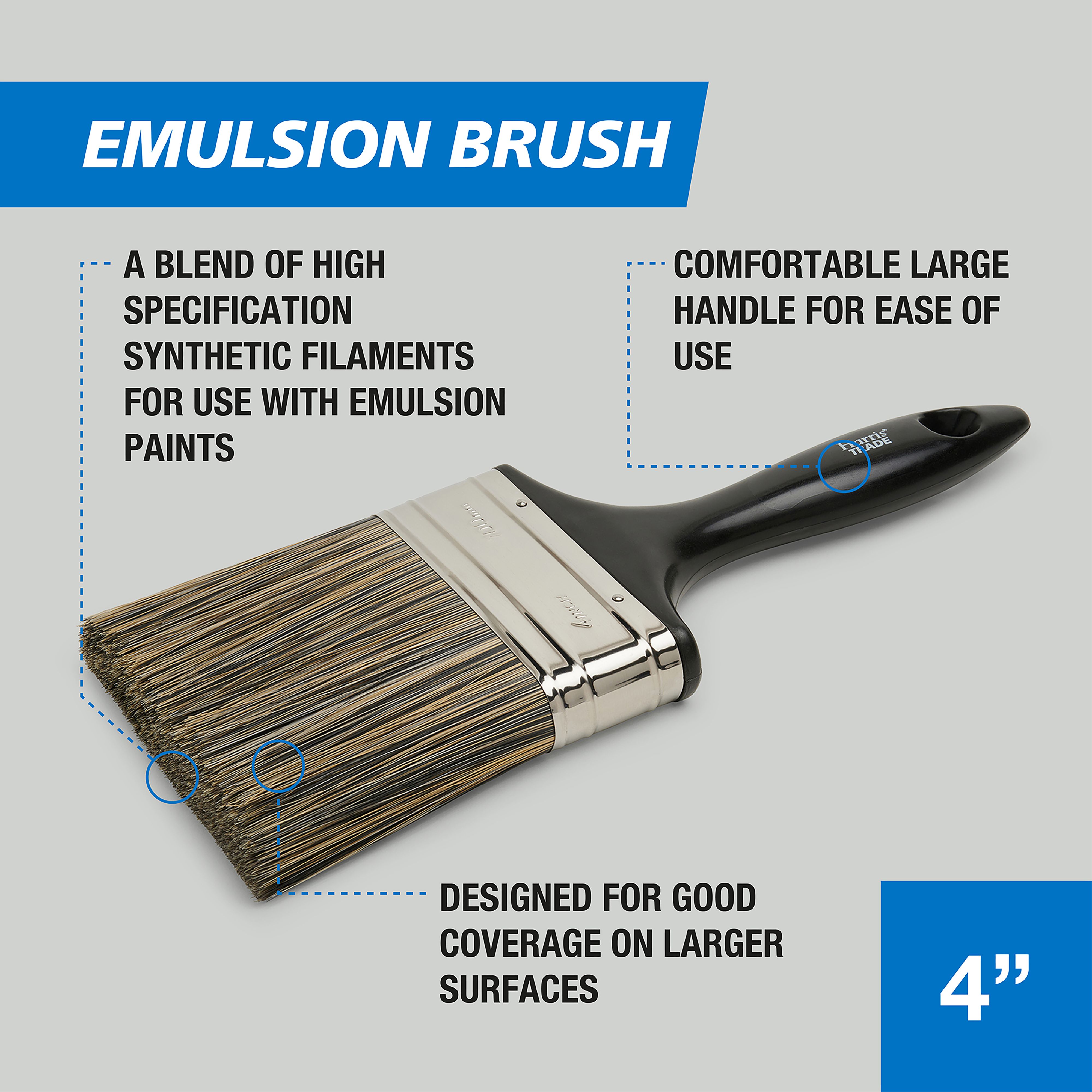 Harris Trade Emulsion 4" Flat tip Comfort Paint brush