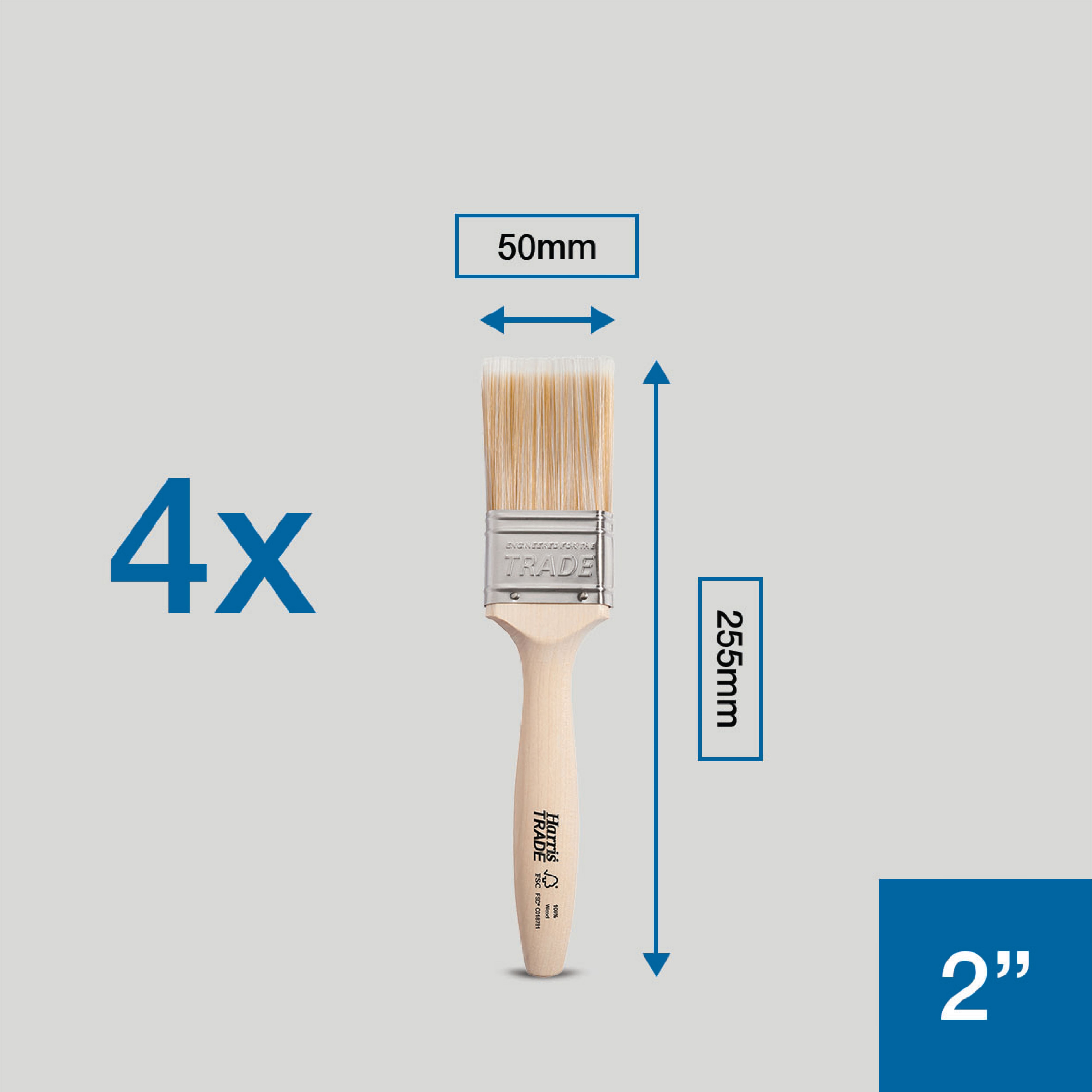 Harris Trade Emulsion & Gloss 2" Fine tip Comfort Paint brush, Pack of 4