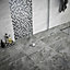 Haver Anthracite Matt Travertine effect Ceramic Wall & floor Tile Sample