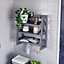 Hayle Matt Grey Wood Rectangular Wall-mounted Bathroom Shelf (D)20cm (H)53cm (L)20cm