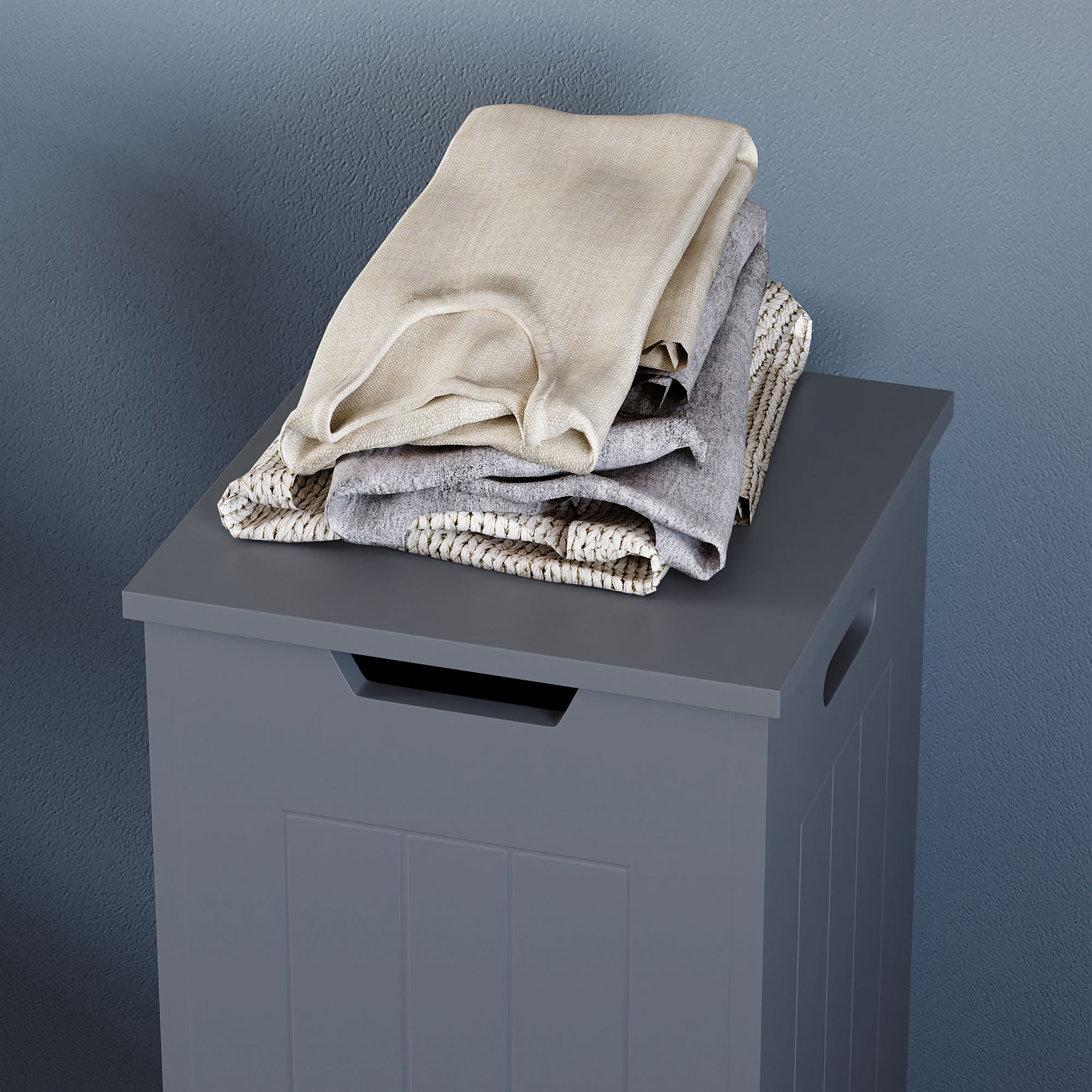 Hayle Matt Grey Wooden Small Laundry hamper