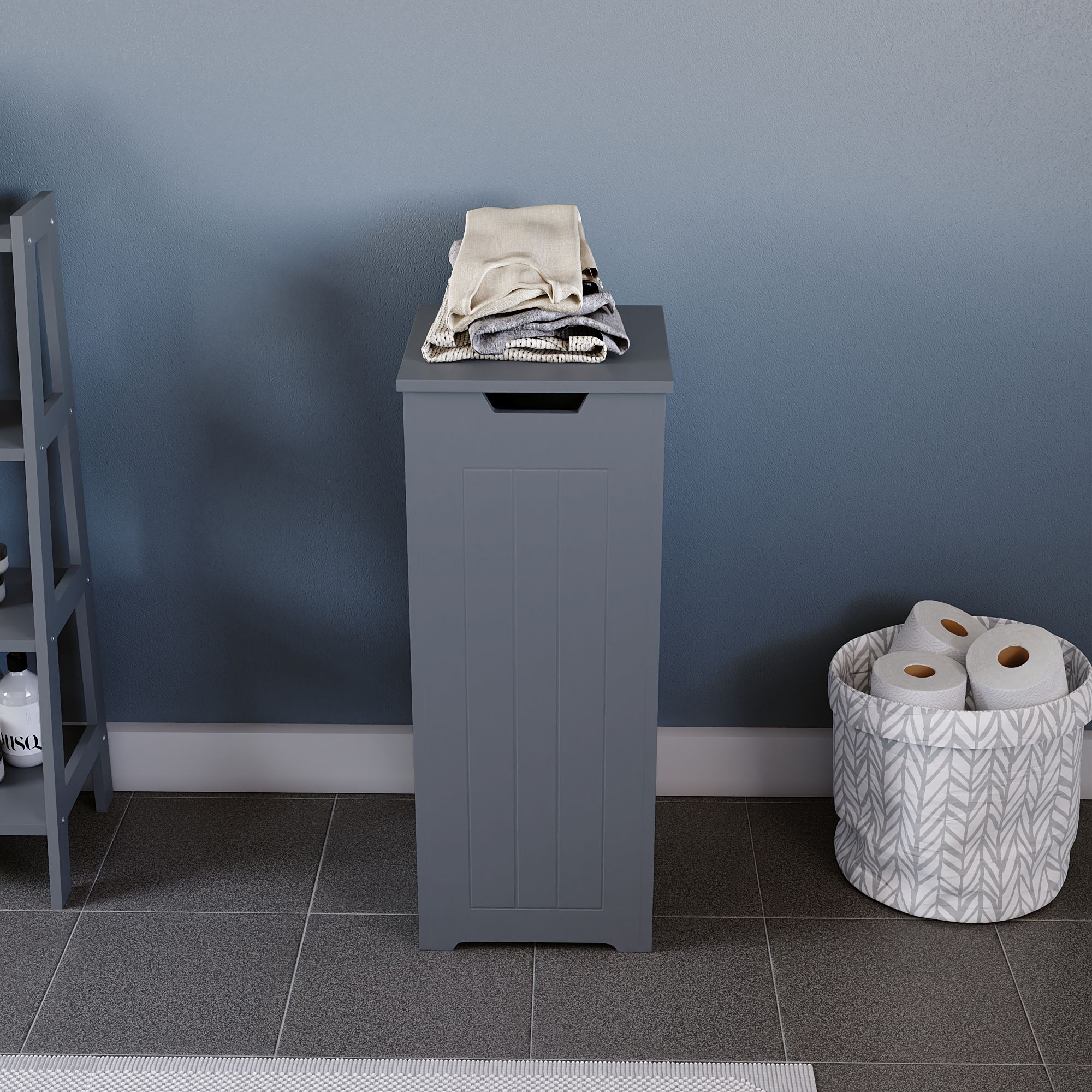 Hayle Matt Grey Wooden Small Laundry hamper