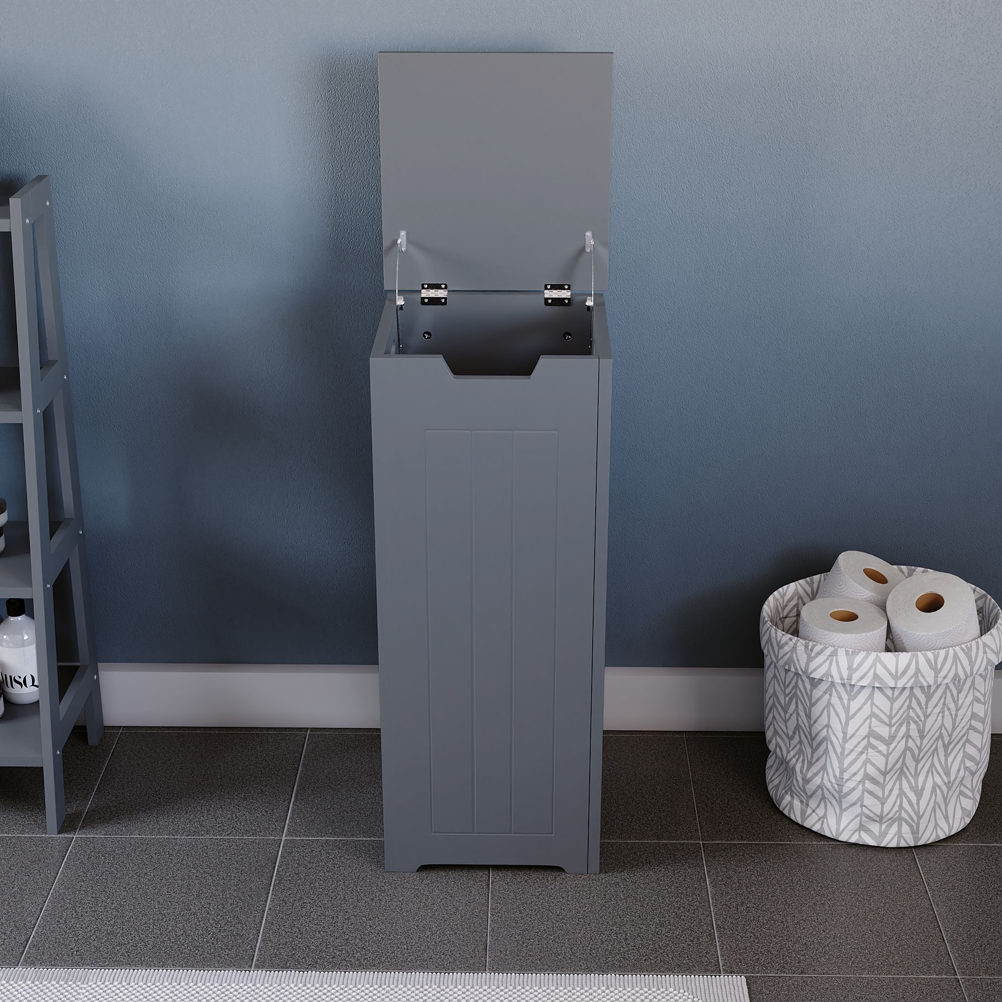 Hayle Matt Grey Wooden Small Laundry hamper