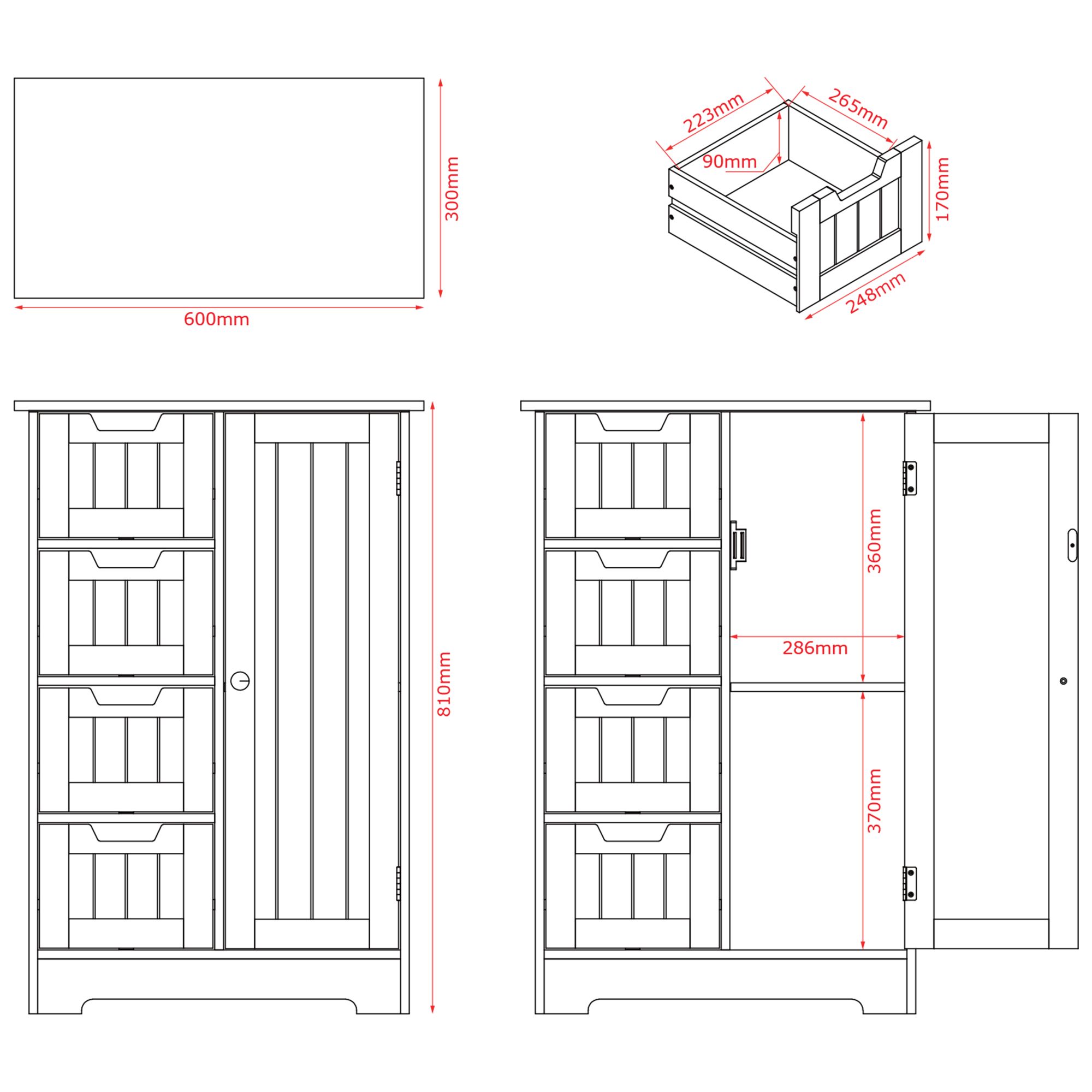 Hayle Matt White Freestanding Single Bathroom Drawer cabinet (H)81cm (W)60cm