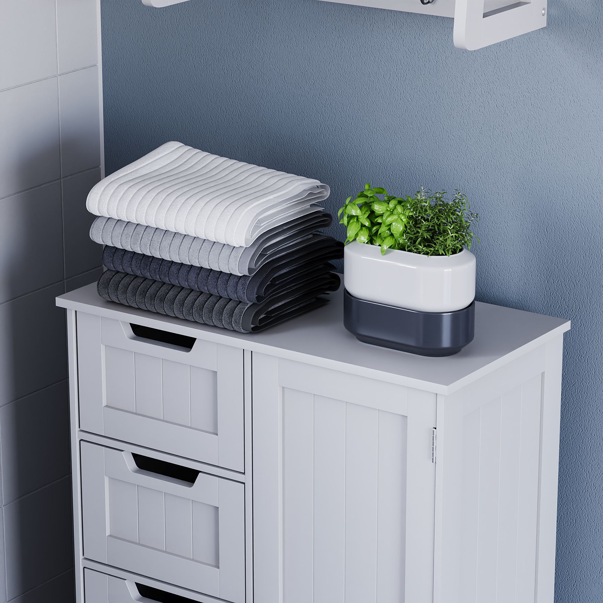 Hayle Matt White Freestanding Single Bathroom Drawer cabinet (H)81cm (W)60cm
