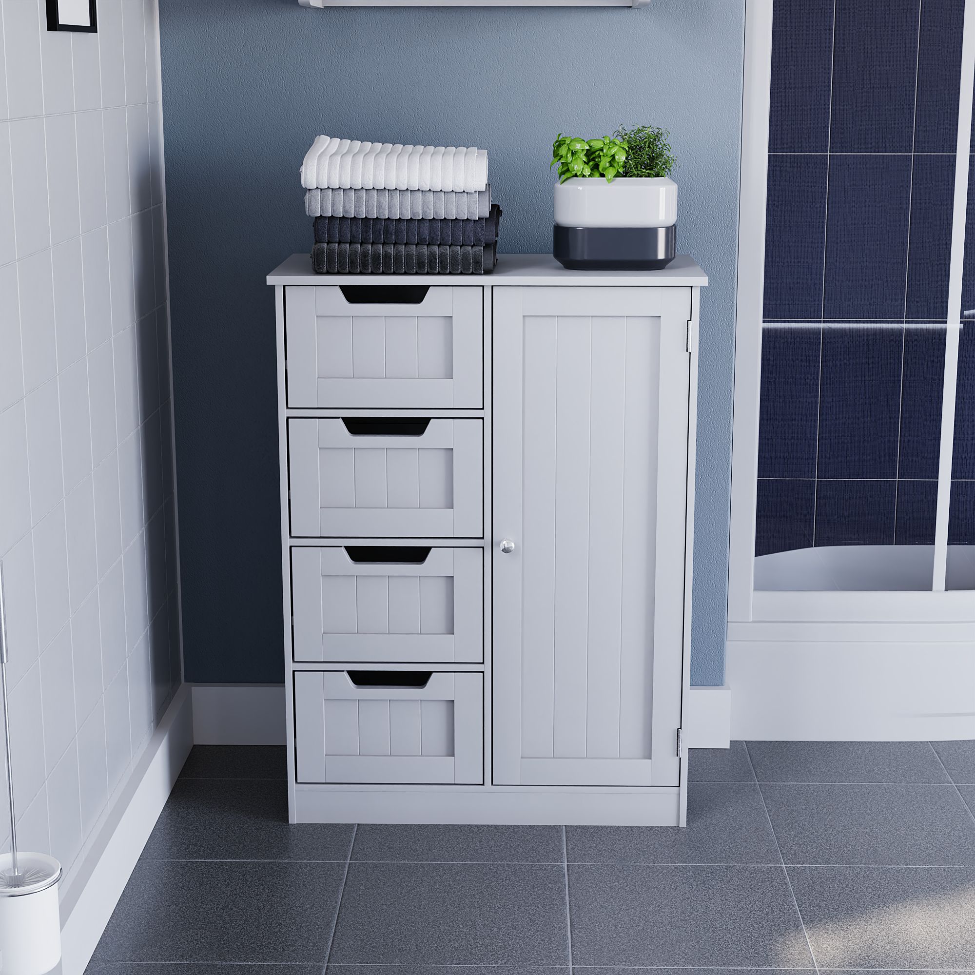 Hayle Matt White Freestanding Single Bathroom Drawer cabinet (H)81cm (W)60cm