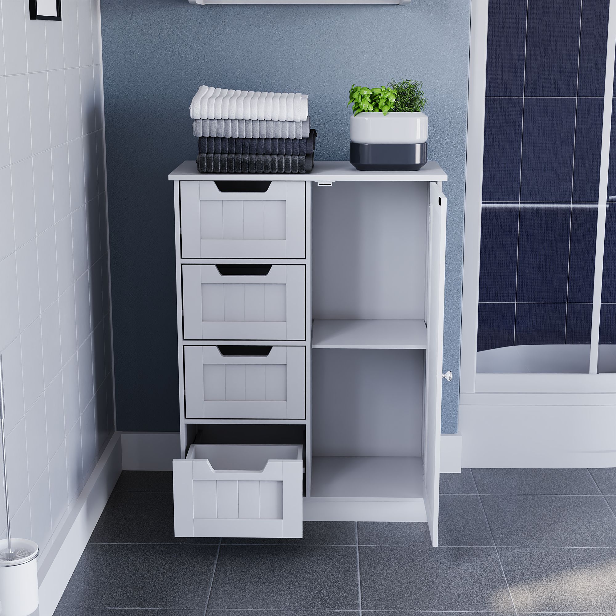 Hayle Matt White Freestanding Single Bathroom Drawer cabinet (H)81cm (W)60cm