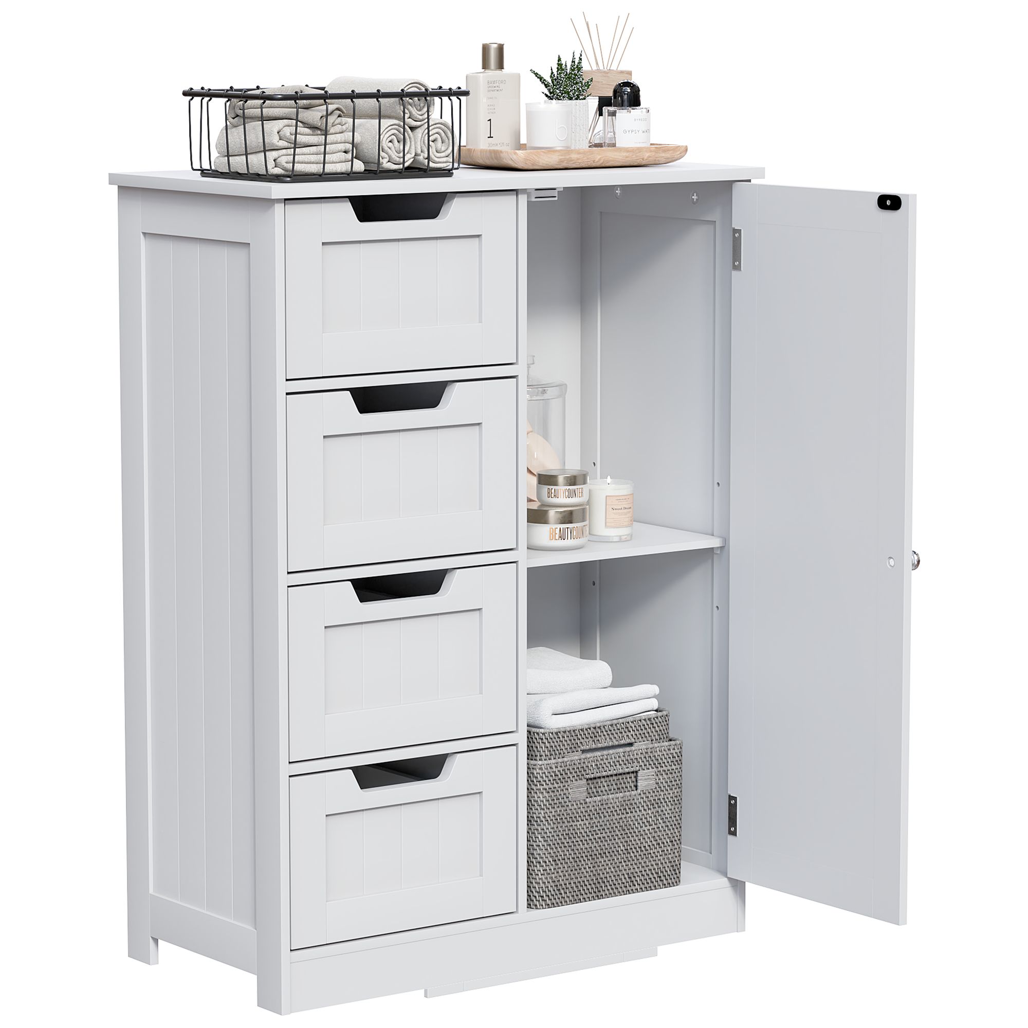 Hayle Matt White Freestanding Single Bathroom Drawer cabinet (H)81cm (W)60cm