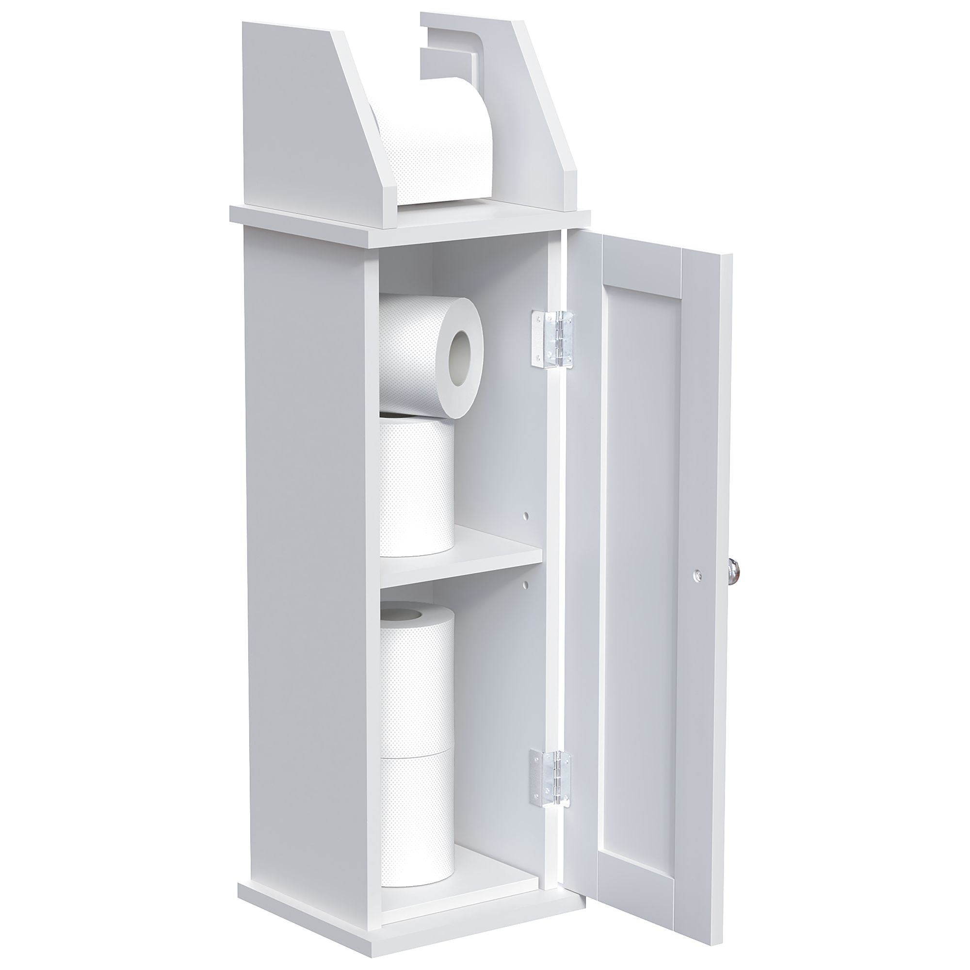 Hayle Matt White Freestanding Toilet roll holder & cupboard (H)680mm (W)205mm