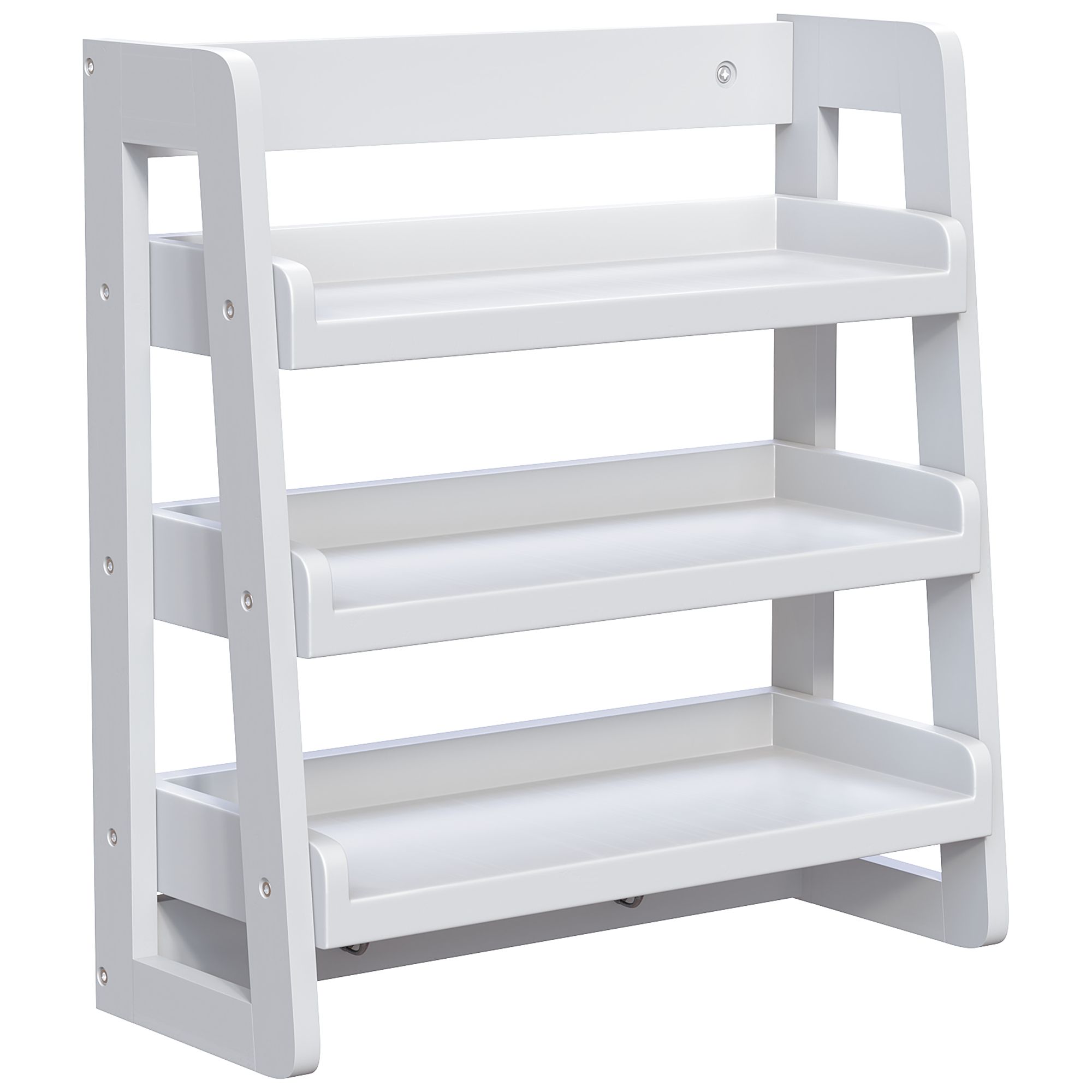 White wooden shop bathroom shelves