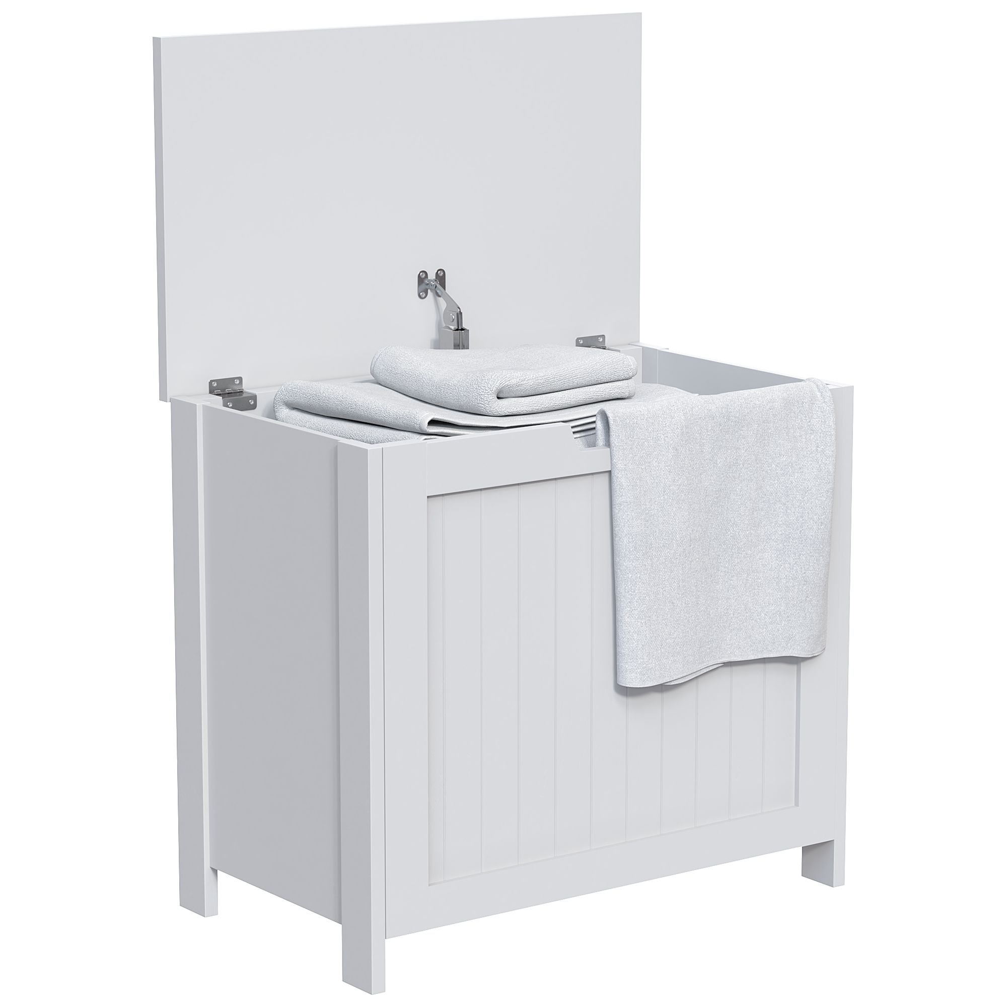 Hayle Matt White Wooden Large Laundry hamper