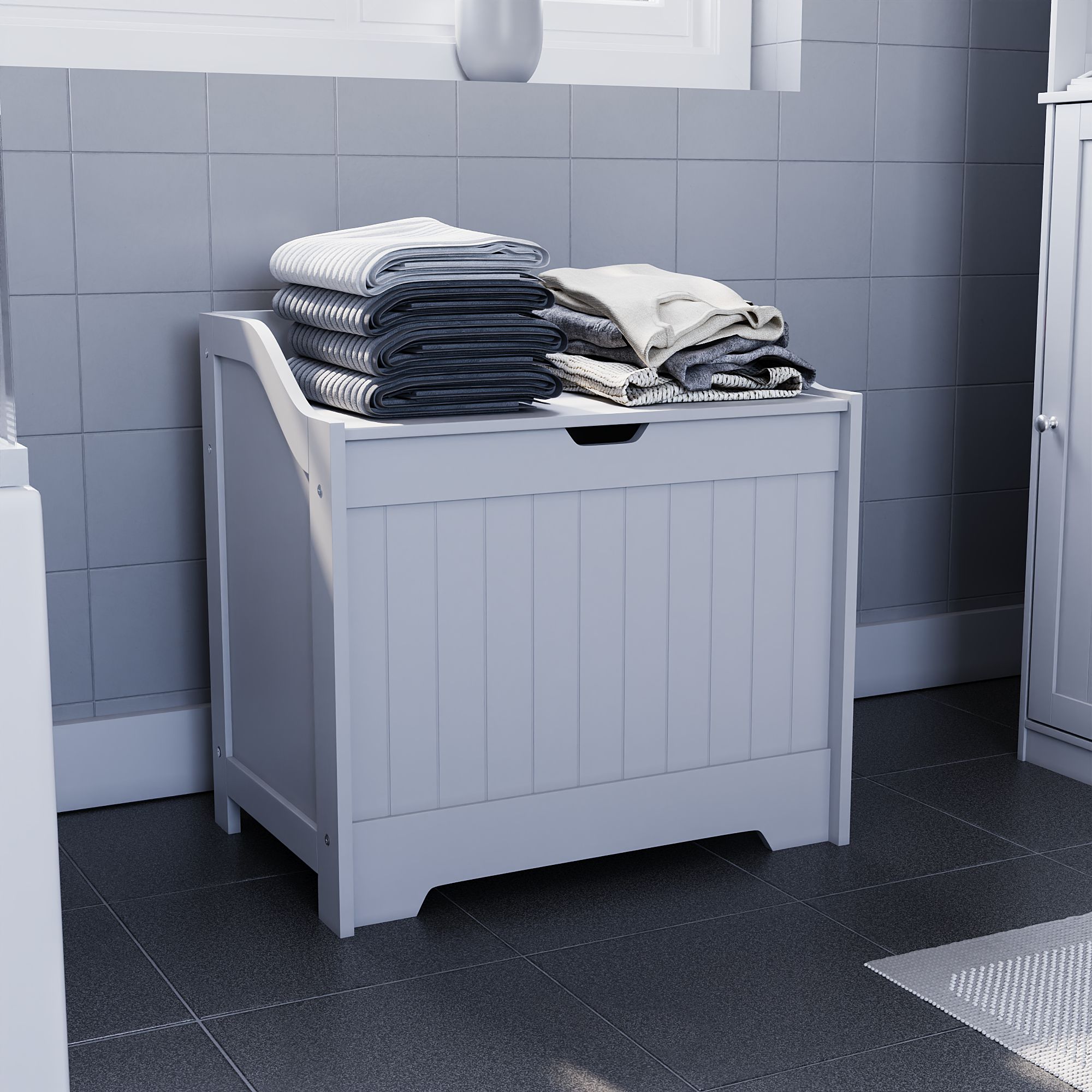 Hayle Matt White Wooden Laundry chest