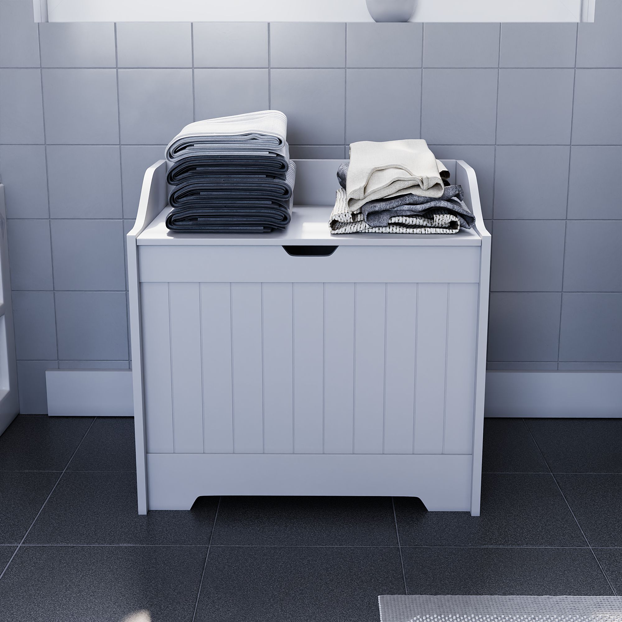 Hayle Matt White Wooden Laundry chest
