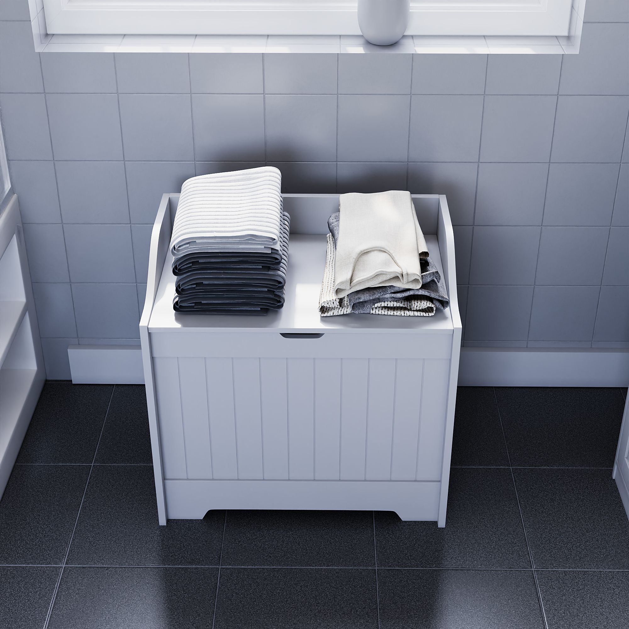 Hayle Matt White Wooden Laundry chest
