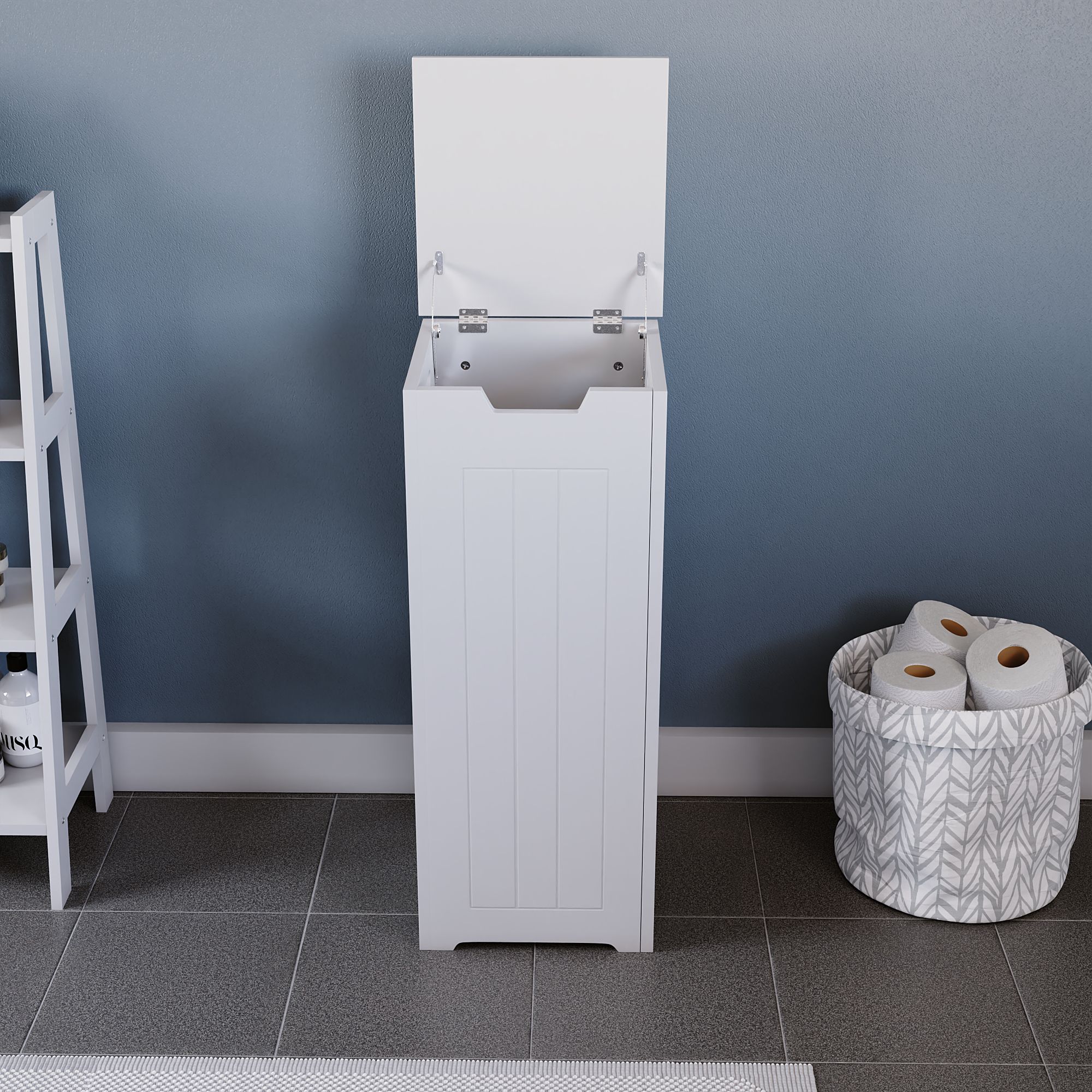 Hayle Matt White Wooden Small Laundry hamper