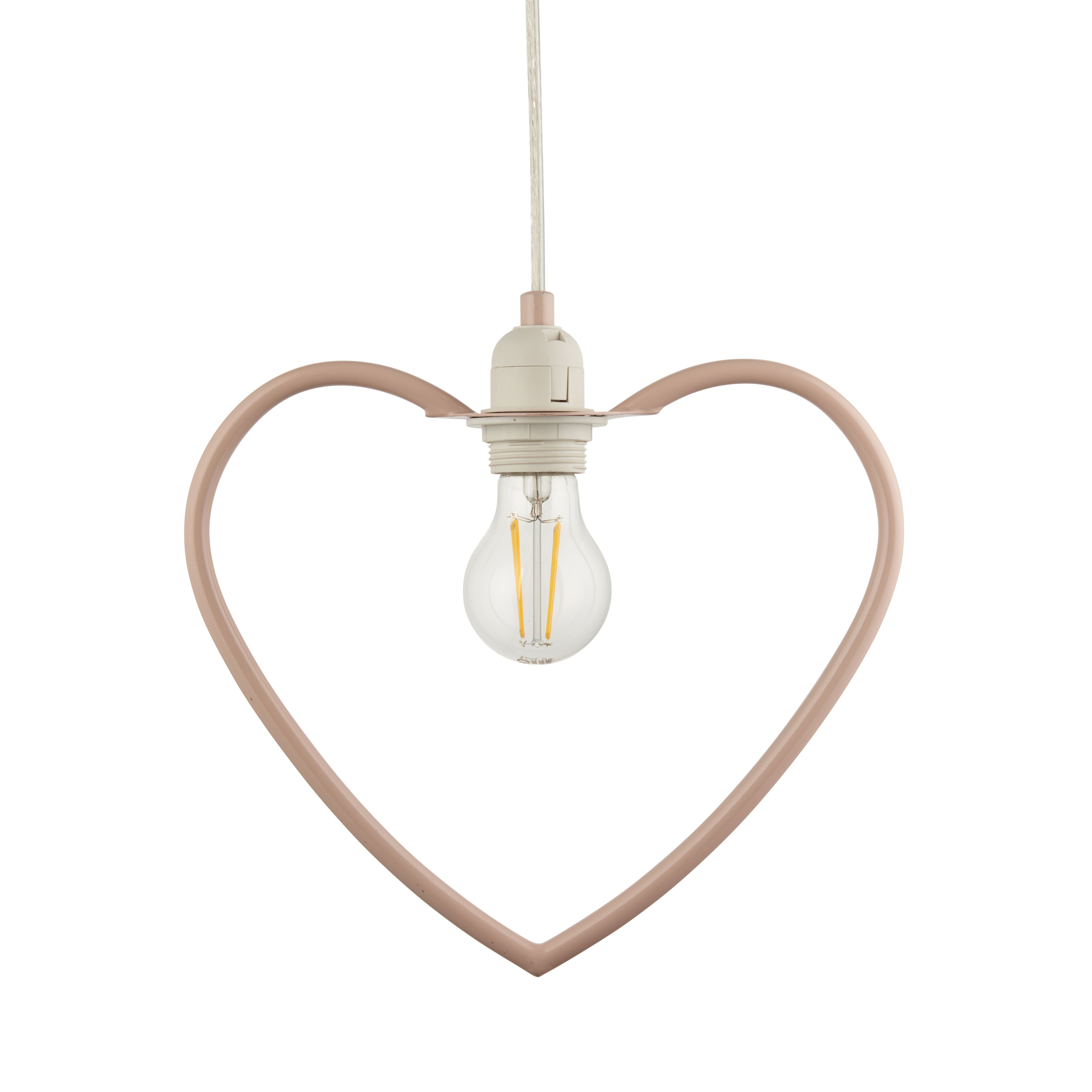 Heart Matt Pink Pendant ceiling light, (Dia)295mm