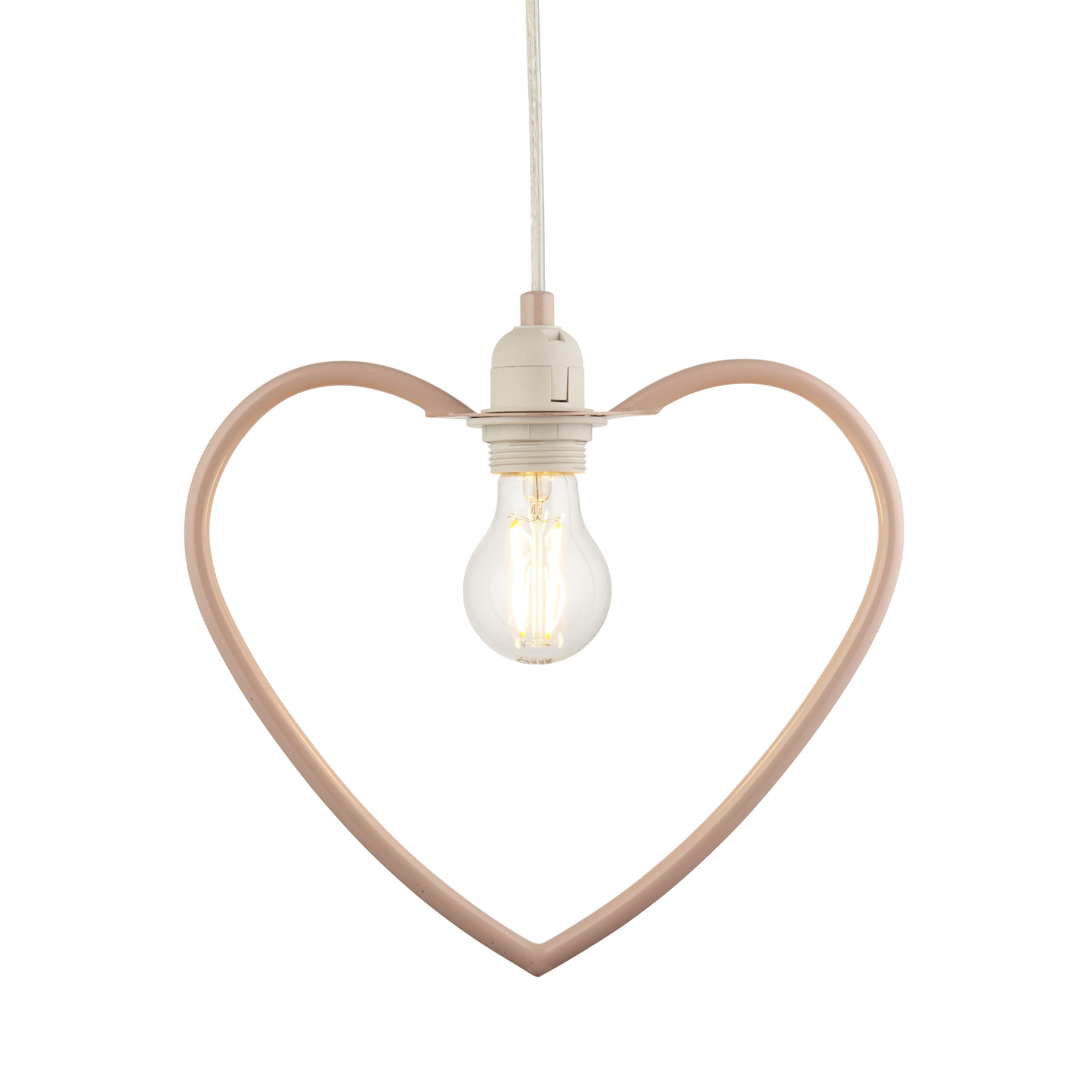 Heart Matt Pink Pendant ceiling light, (Dia)295mm