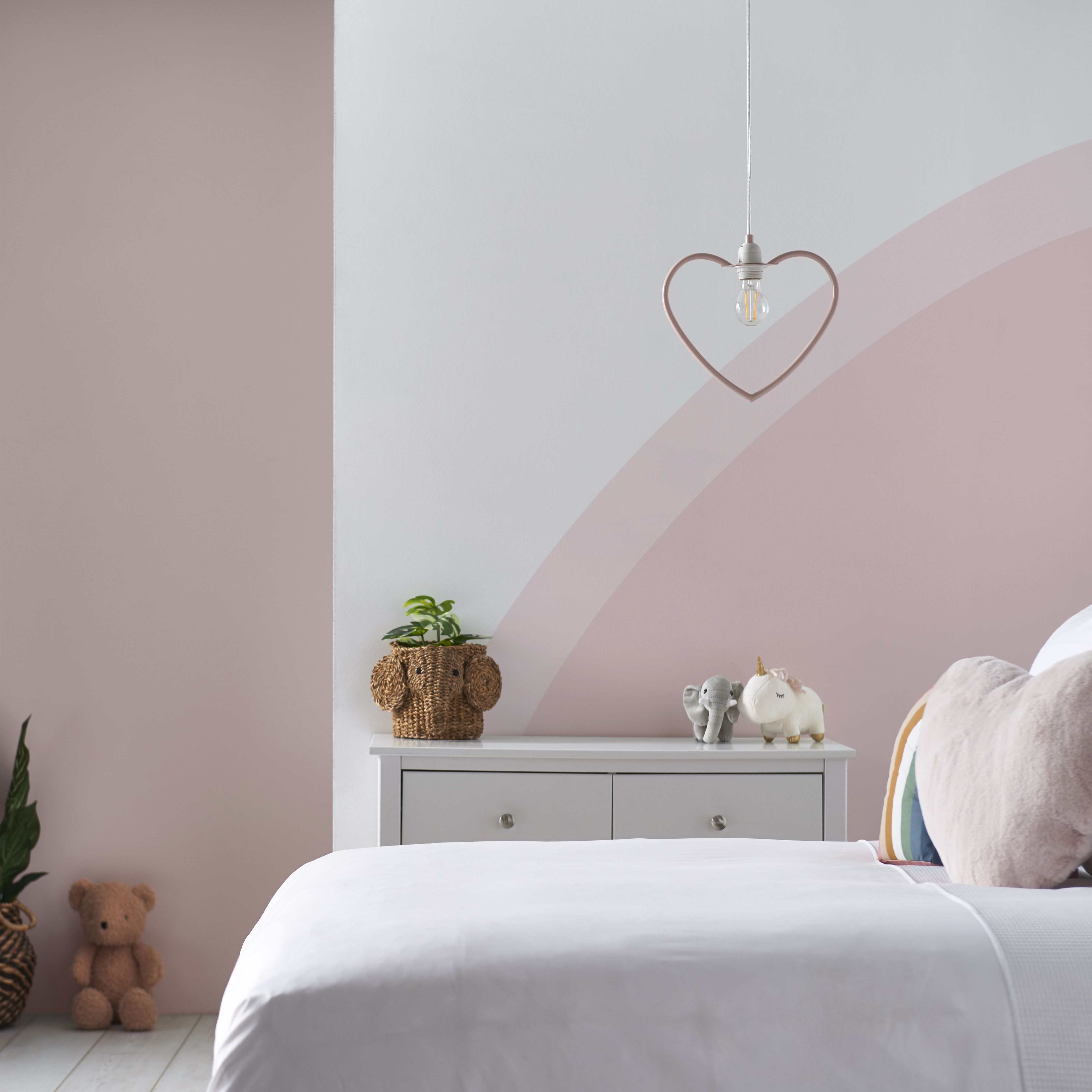 Heart Matt Pink Pendant ceiling light, (Dia)295mm