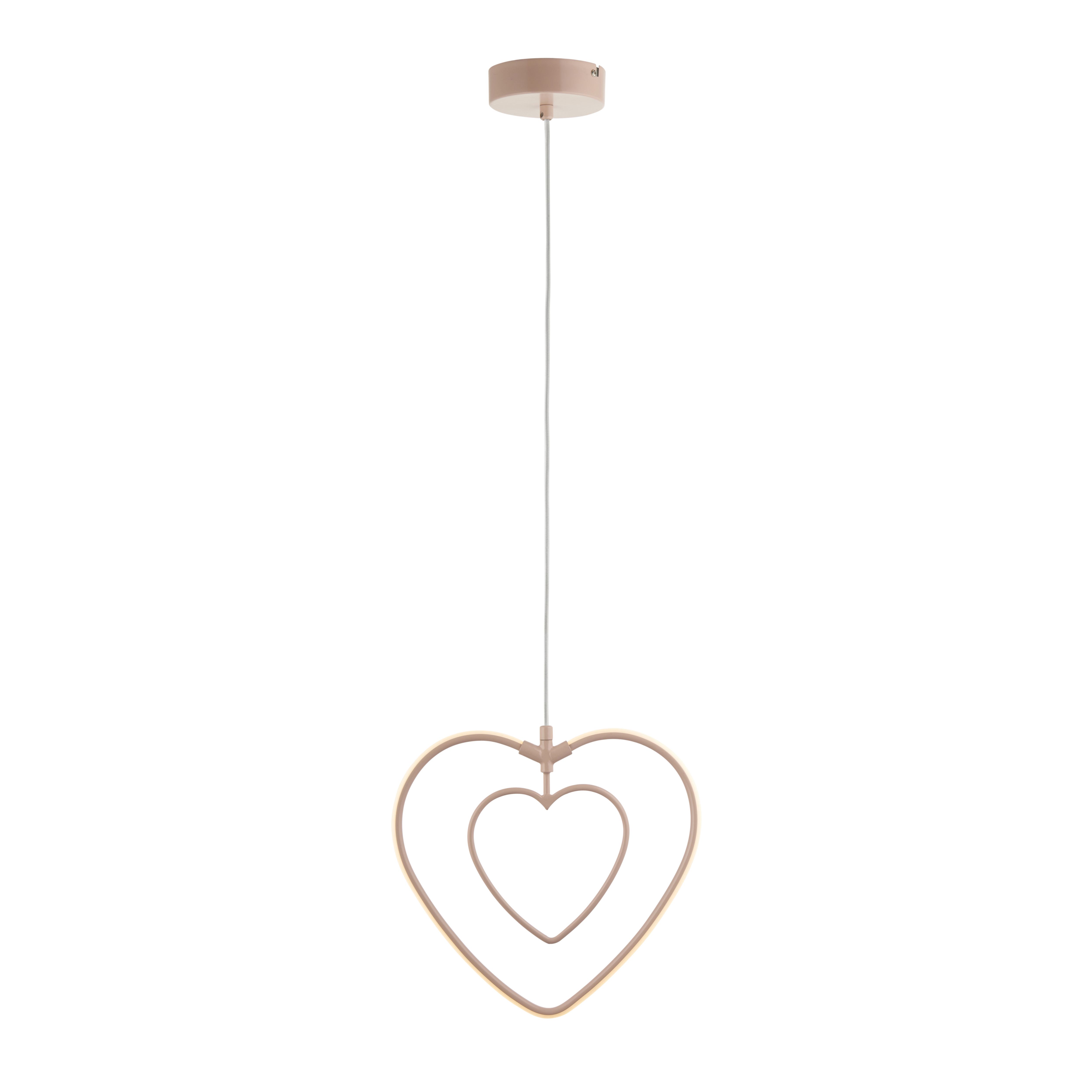 Heart Matt Pink Pendant ceiling light, (Dia)310mm