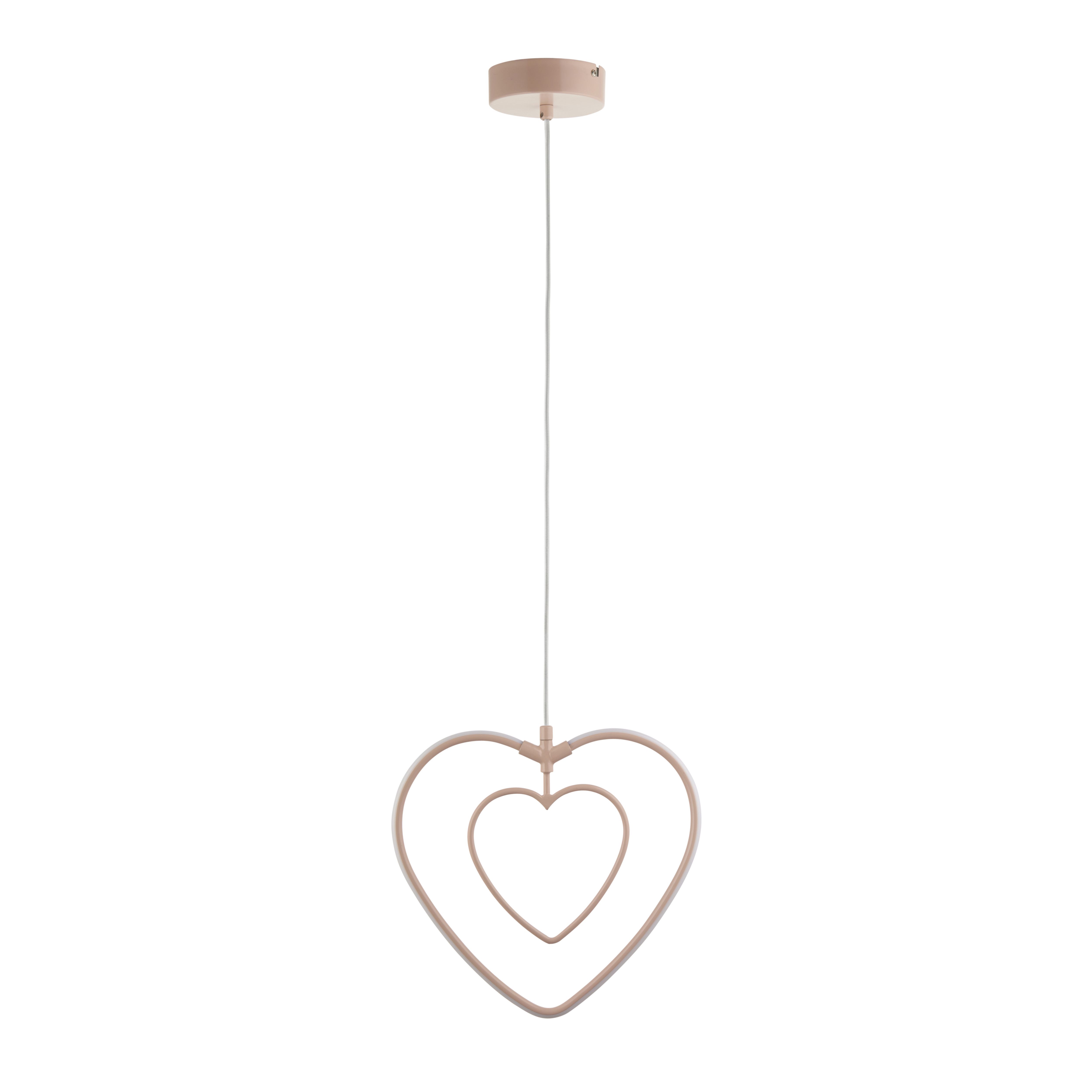 Heart Matt Pink Pendant ceiling light, (Dia)310mm