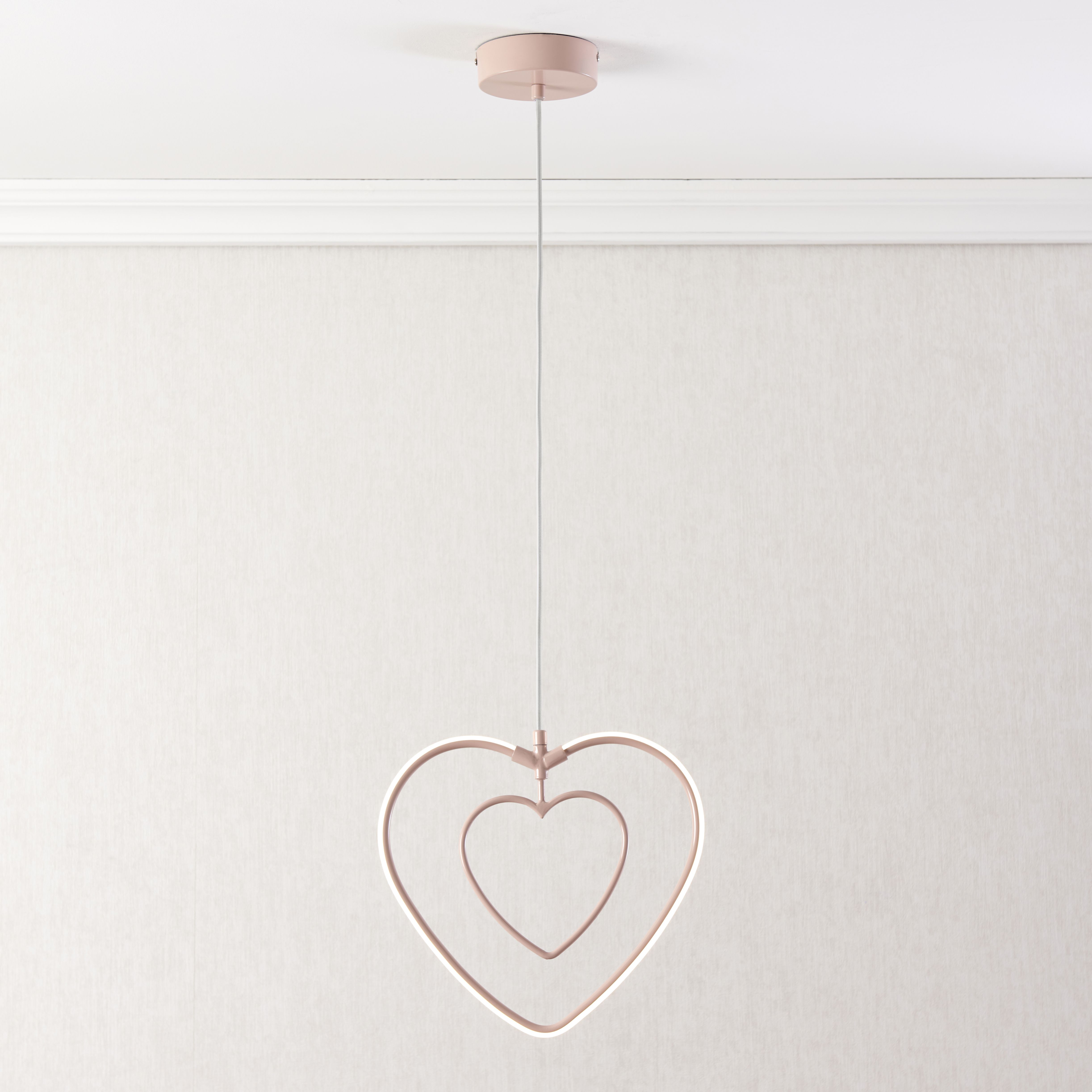 Heart Matt Pink Pendant ceiling light, (Dia)310mm