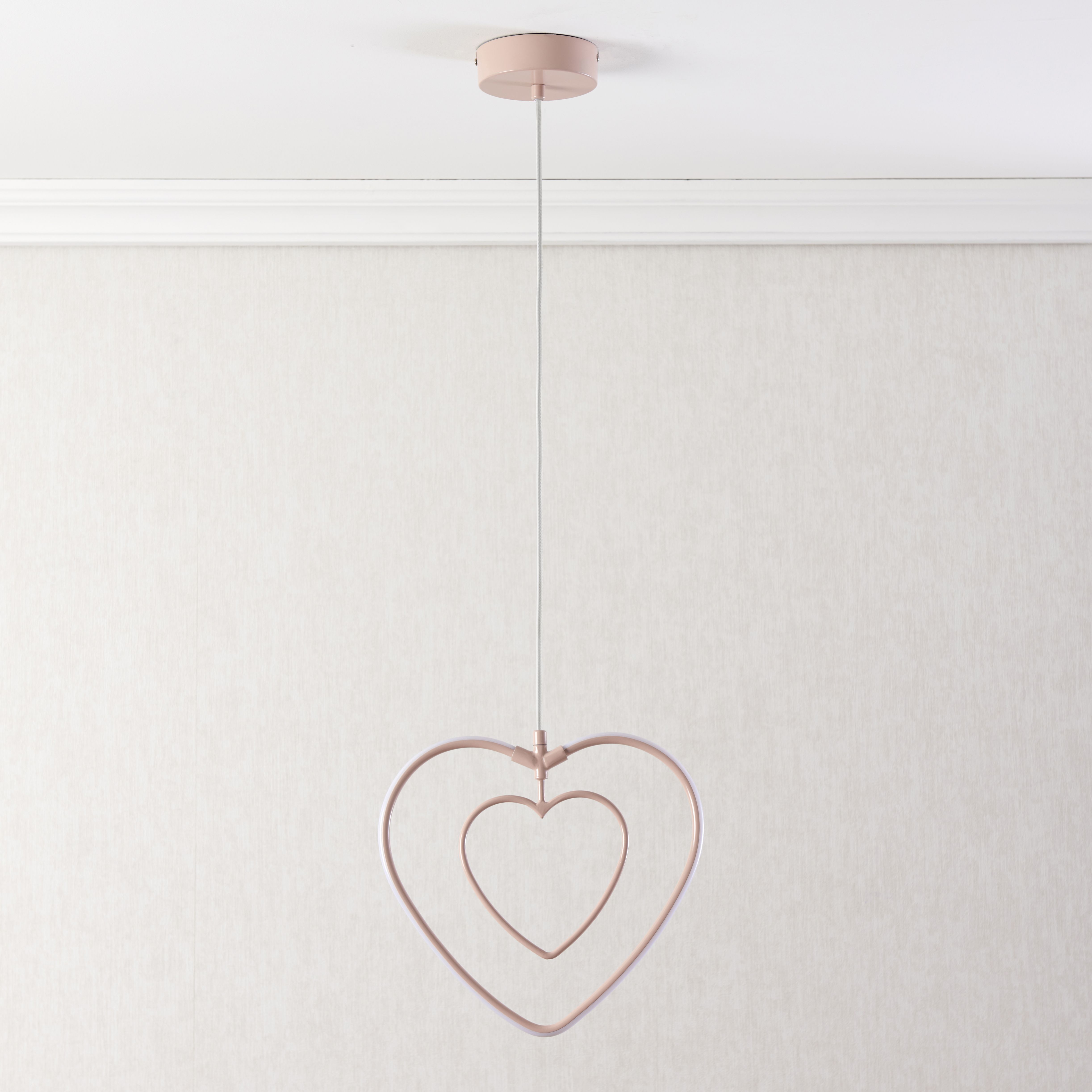 Heart Matt Pink Pendant ceiling light, (Dia)310mm