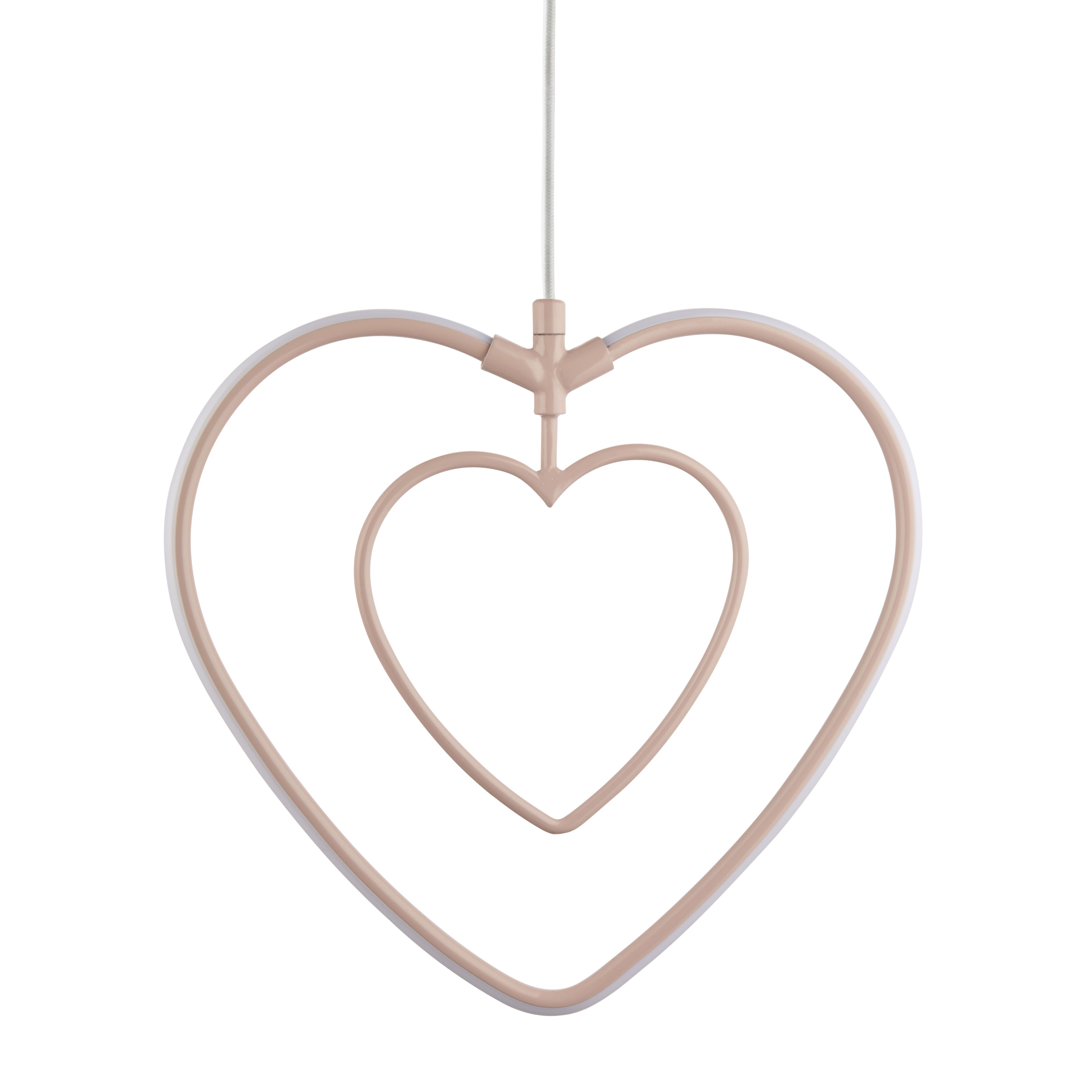 Heart Matt Pink Pendant ceiling light, (Dia)310mm