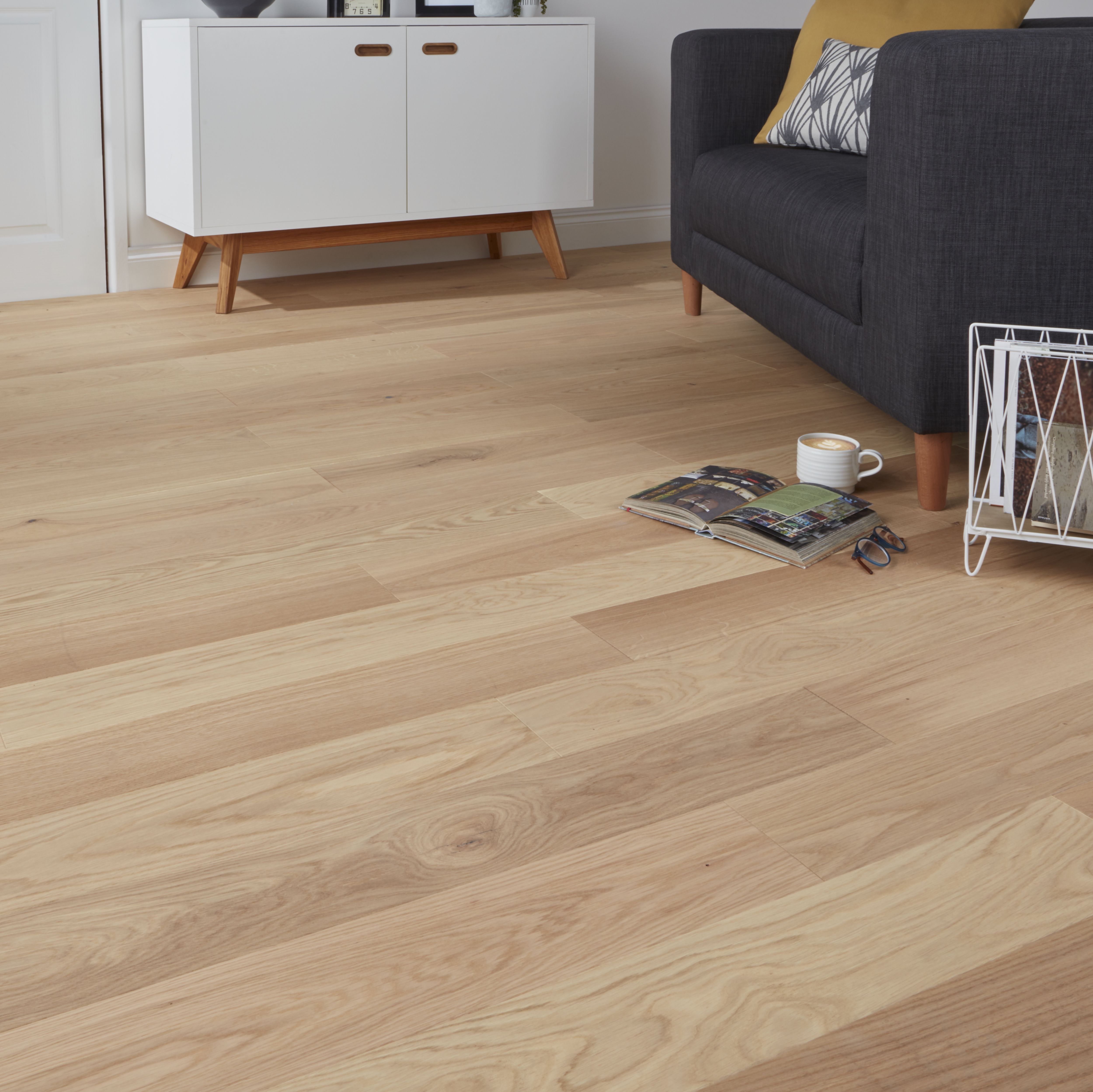 Hedmark Natural Oak Real wood top layer Flooring Sample, (W)130mm