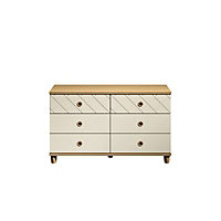 Hektor Matt alabaster oak effect 6 Drawer Chest of drawers (H)710mm (W)1200mm (D)420mm