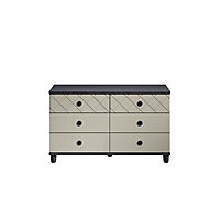 Hektor Matt black & soft grey 6 Drawer Chest of drawers (H)710mm (W)1200mm (D)420mm