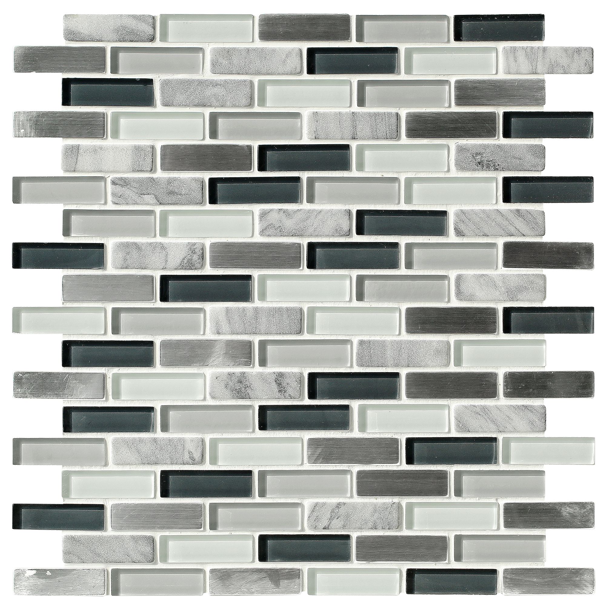 Helsinki Blue & grey Glass & stone Mosaic tile, (L)306mm (W)324mm