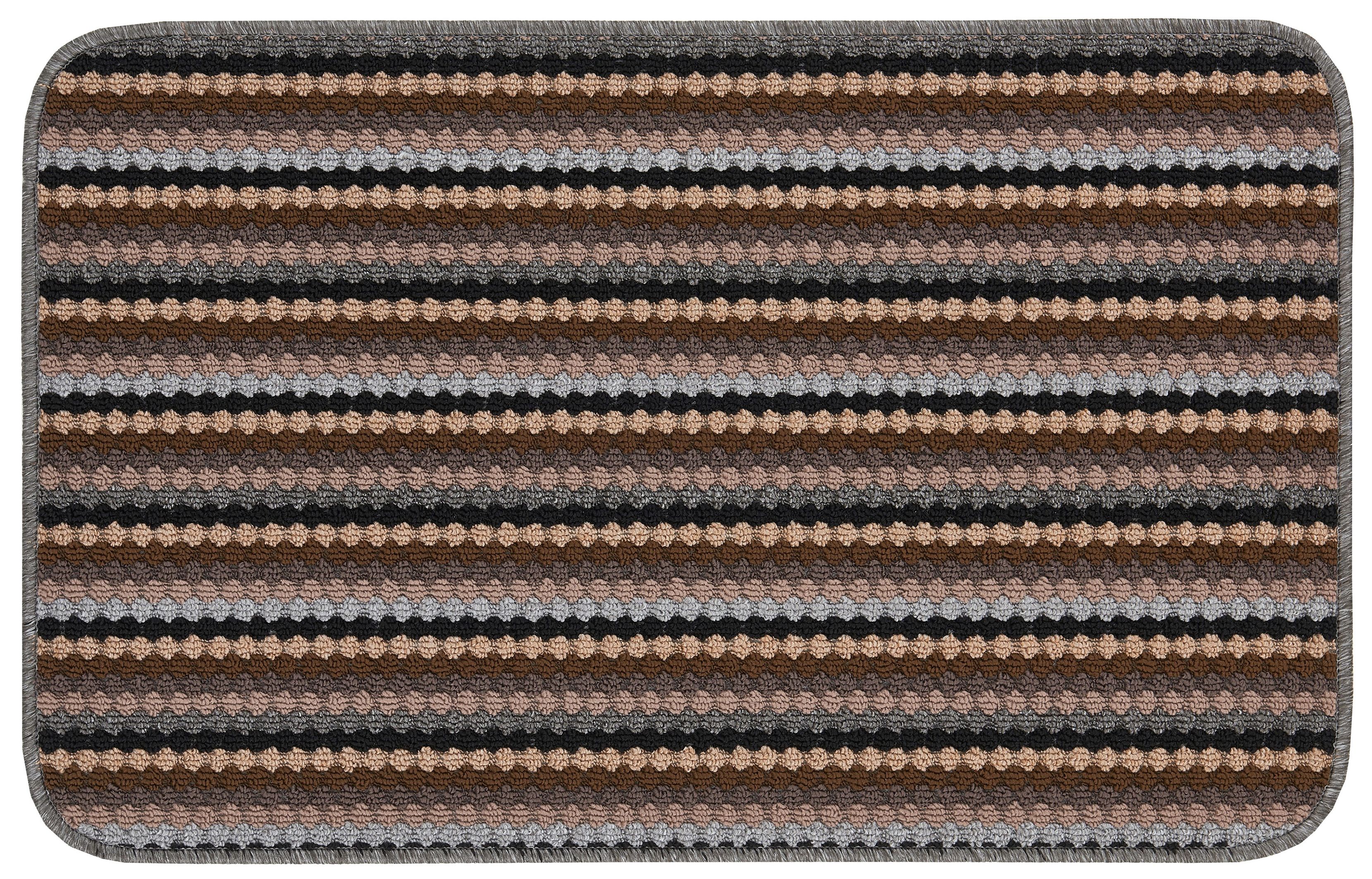 Helsinki Grey Striped Heavy duty Mat, 90cm x 57cm