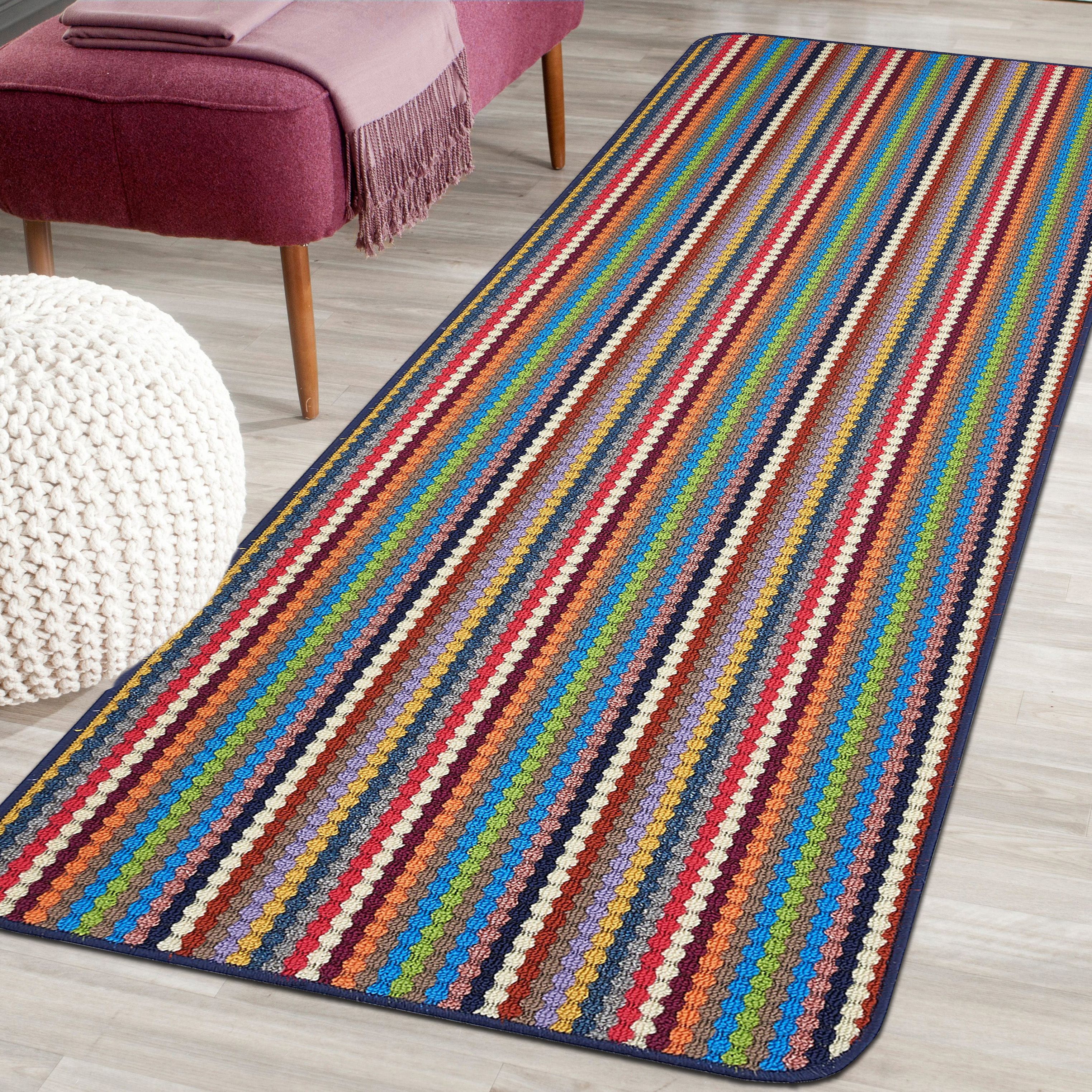 Helsinki Multi Striped Heavy duty Mat, 200cm x 67cm