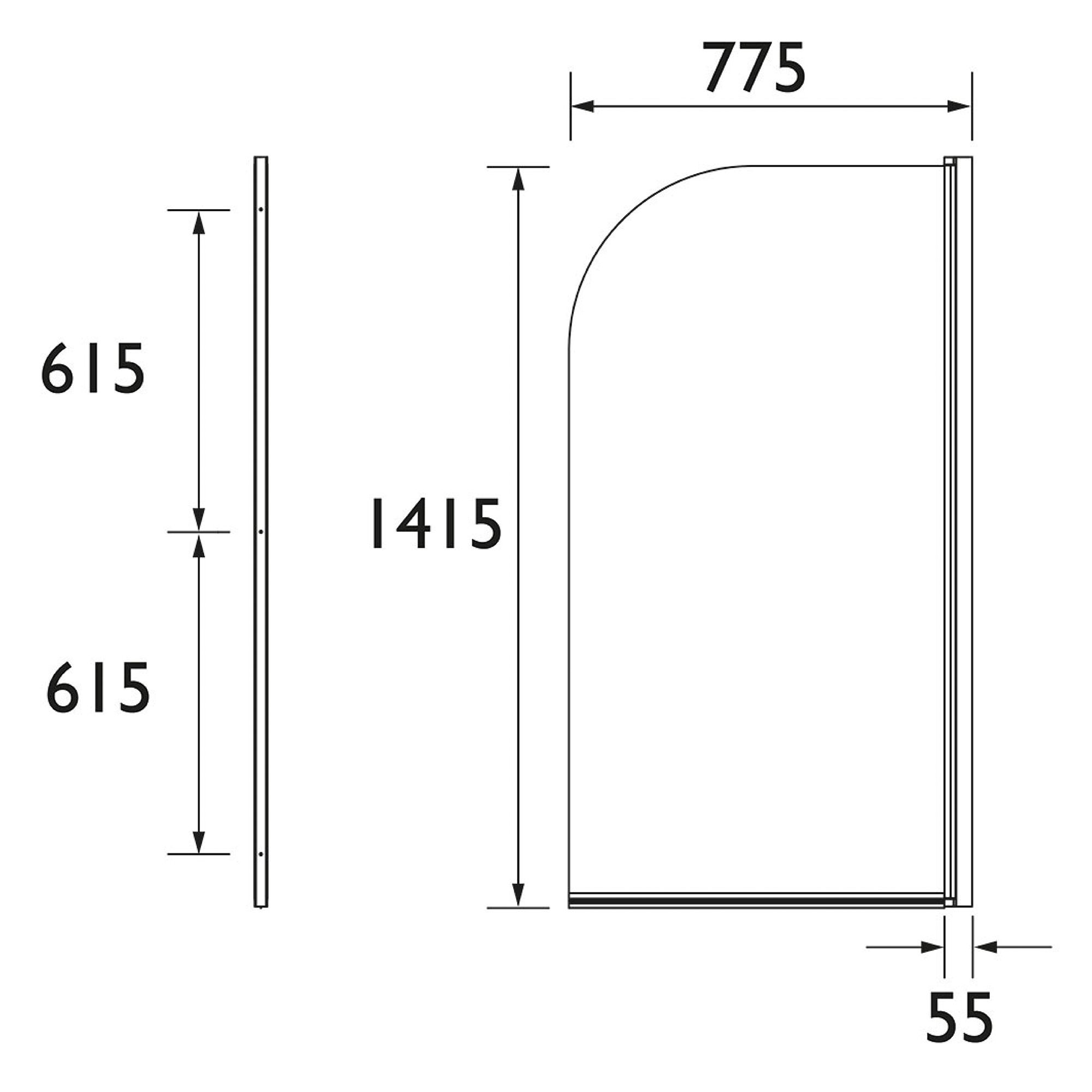 Heritage Corner curved 1 panel Clear Chrome effect frame Bath screen, (H)140cm (W)780mm