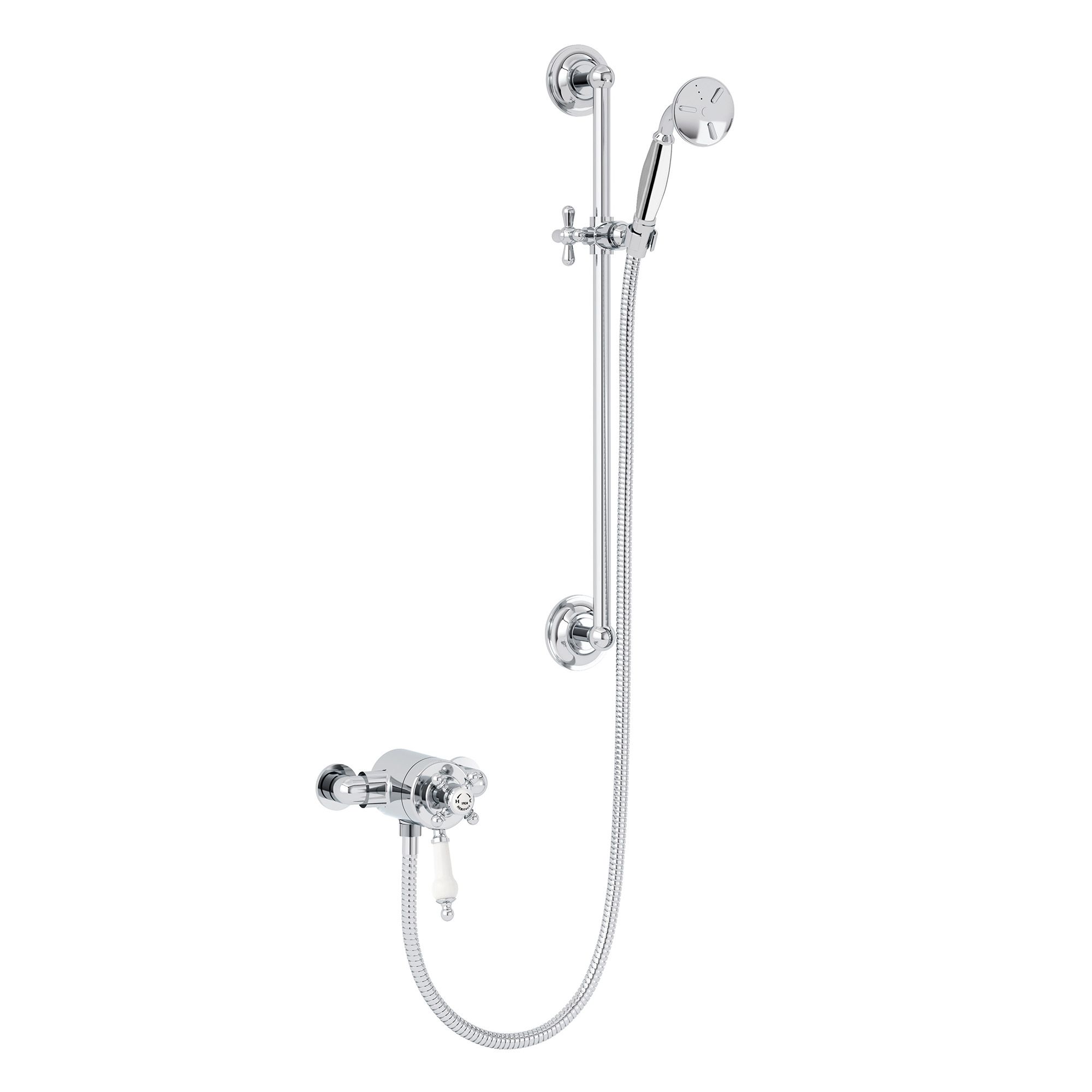 Heritage Highbrook Gloss Chrome effect Single-spray pattern Exposed Shower kit