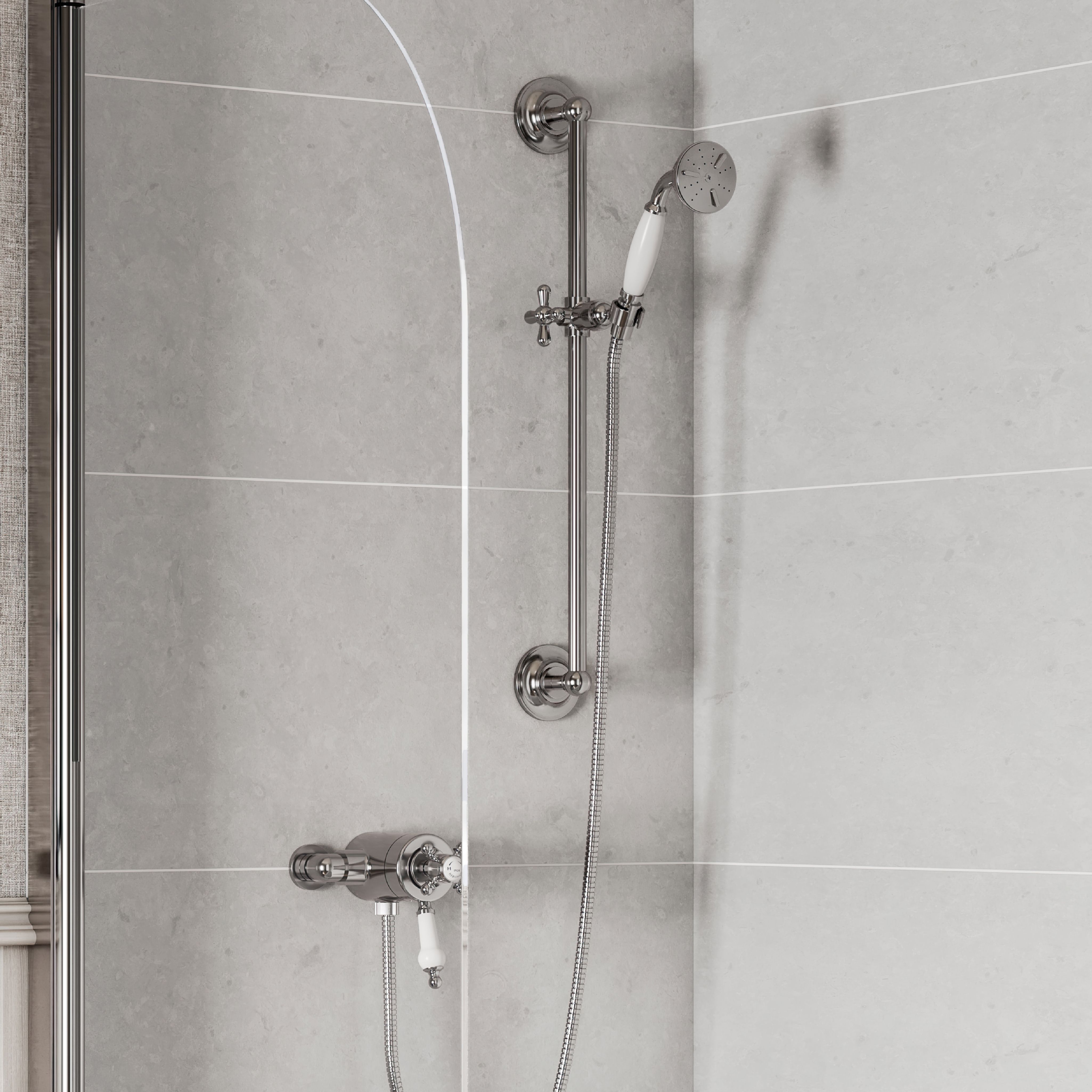 Heritage Highbrook Gloss Chrome effect Single-spray pattern Exposed Shower kit