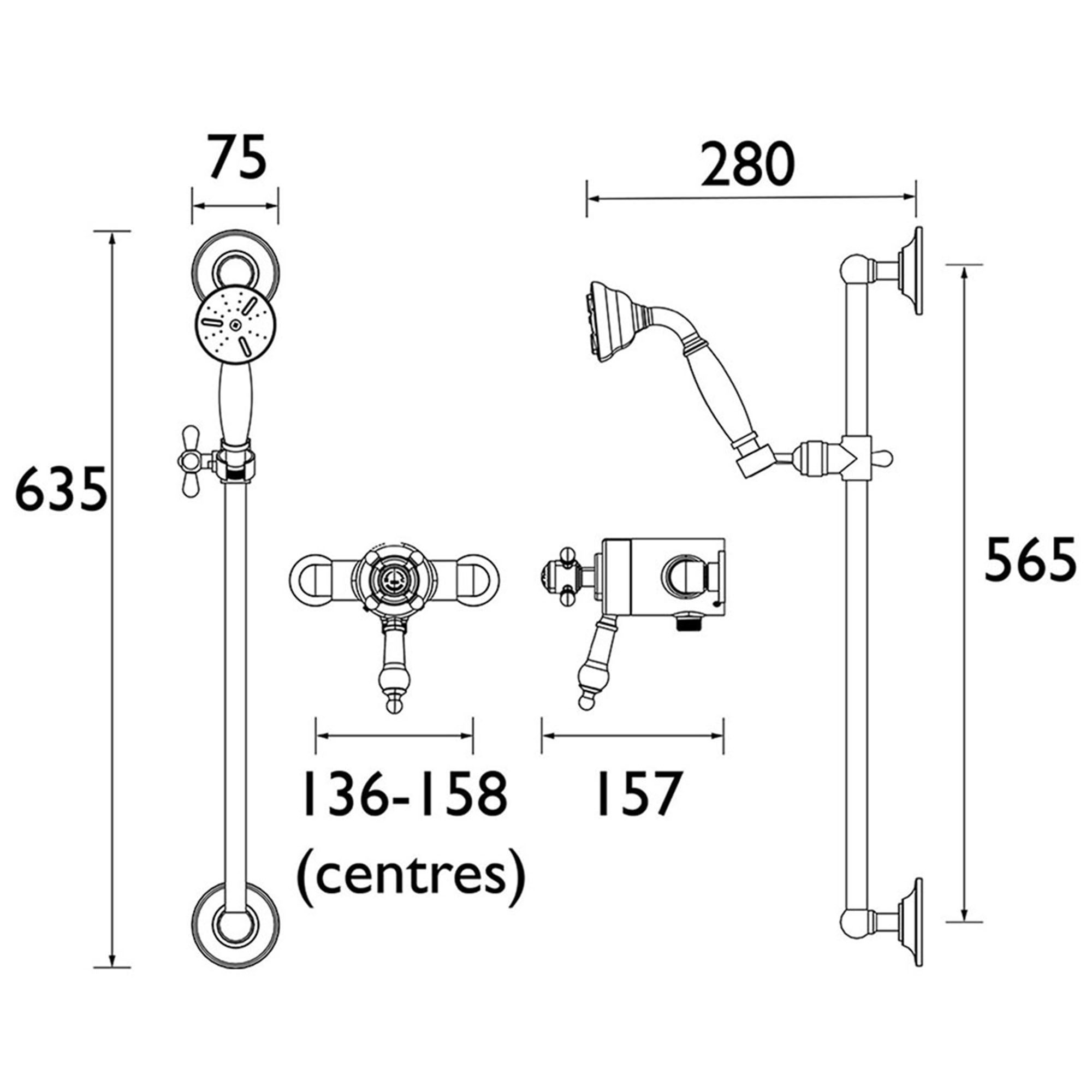 Heritage Highbrook Gloss Chrome effect Single-spray pattern Exposed Shower kit