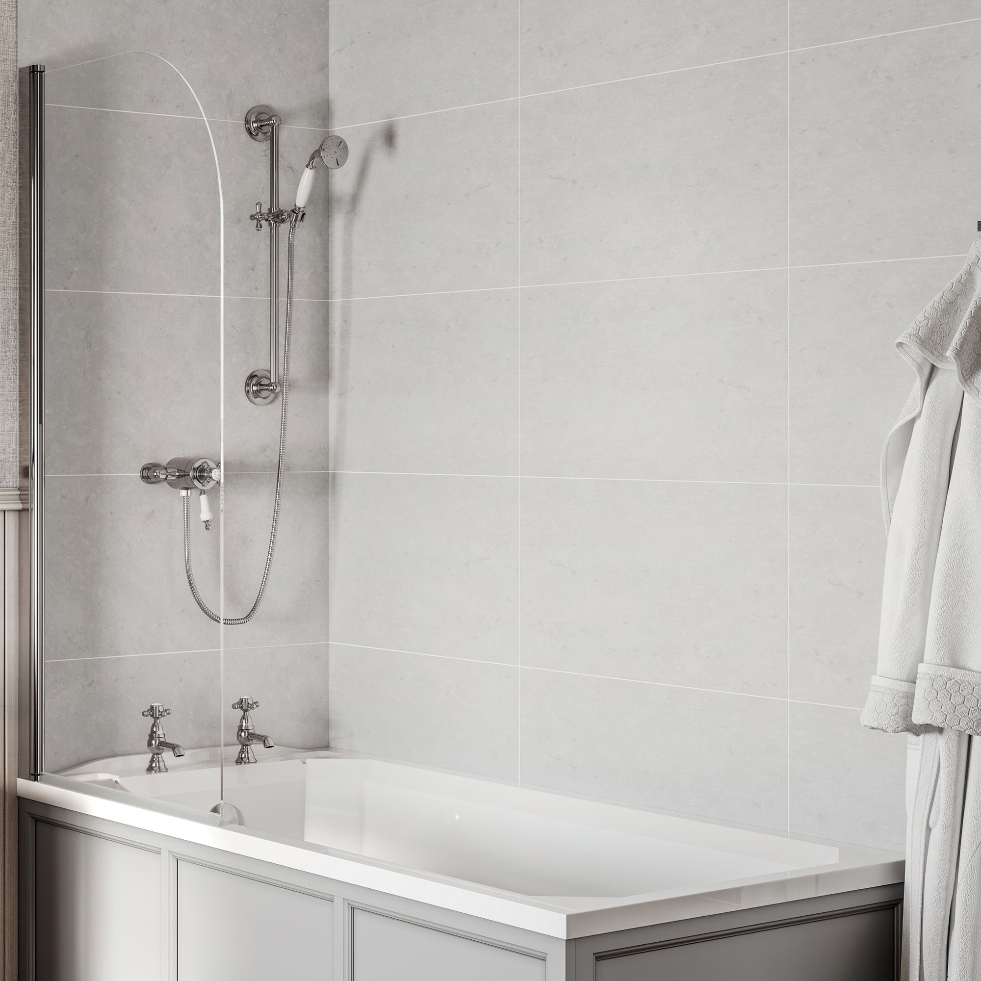 Heritage Highbrook Gloss Chrome effect Single-spray pattern Exposed Shower kit