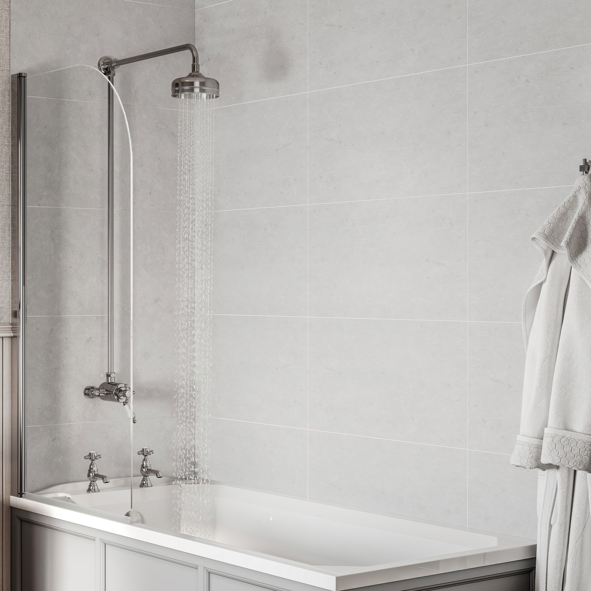 Heritage Highbrook Gloss Chrome effect Single-spray pattern Exposed Shower kit