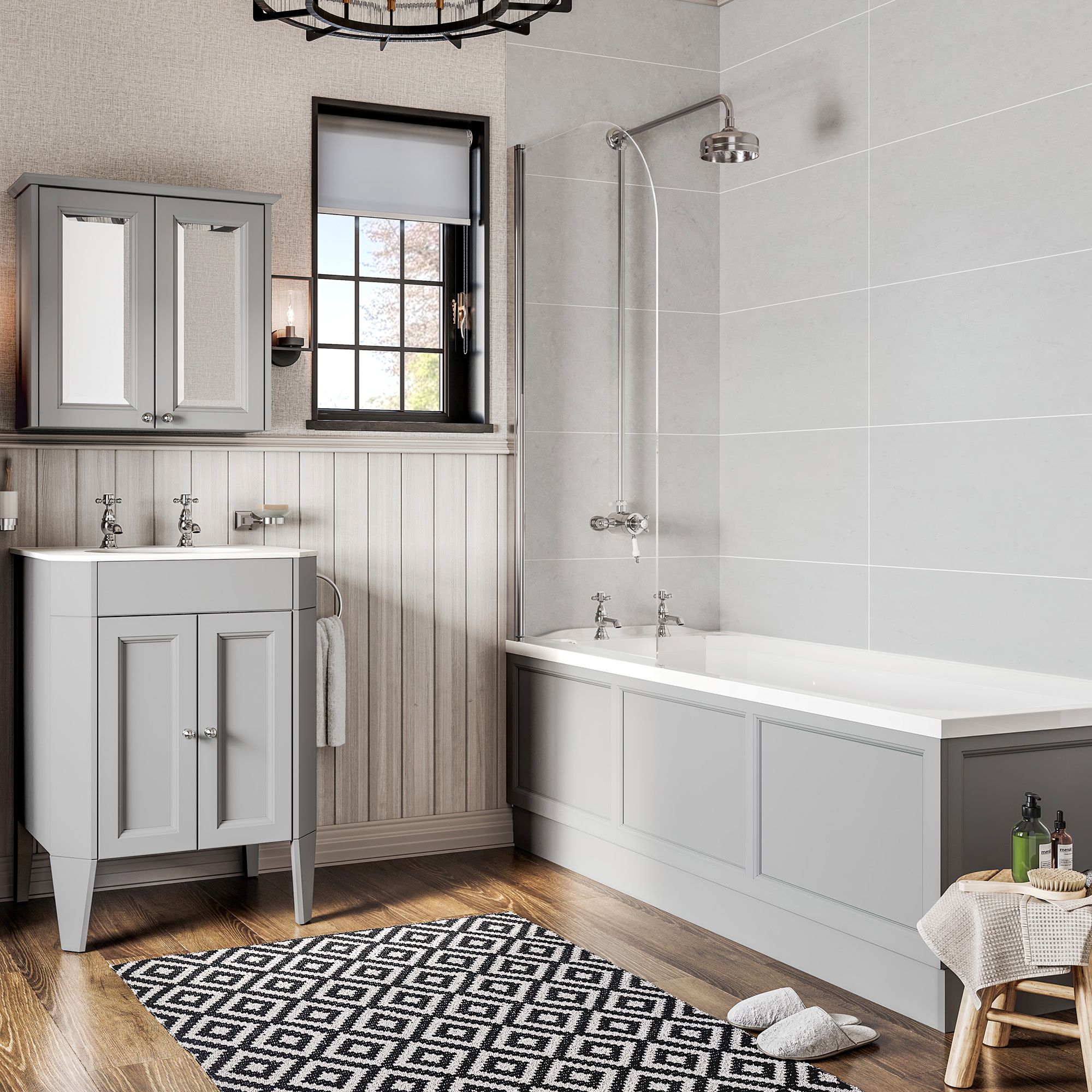 Heritage Highbrook Gloss Chrome effect Single-spray pattern Exposed Shower kit
