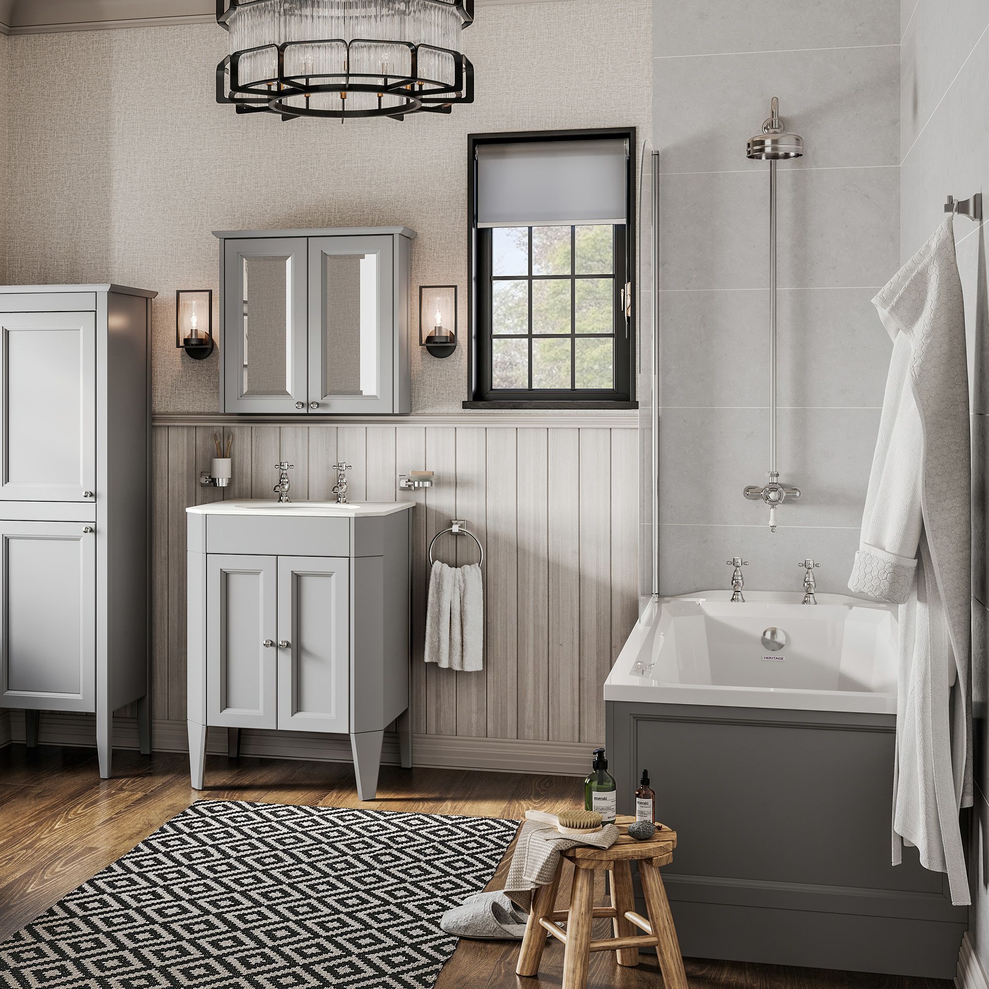Heritage Highbrook Gloss Chrome effect Single-spray pattern Exposed Shower kit