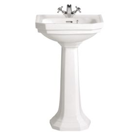 Heritage Upperton Gloss White D-shaped Wall-mounted Cloakroom Basin (W)49.5cm
