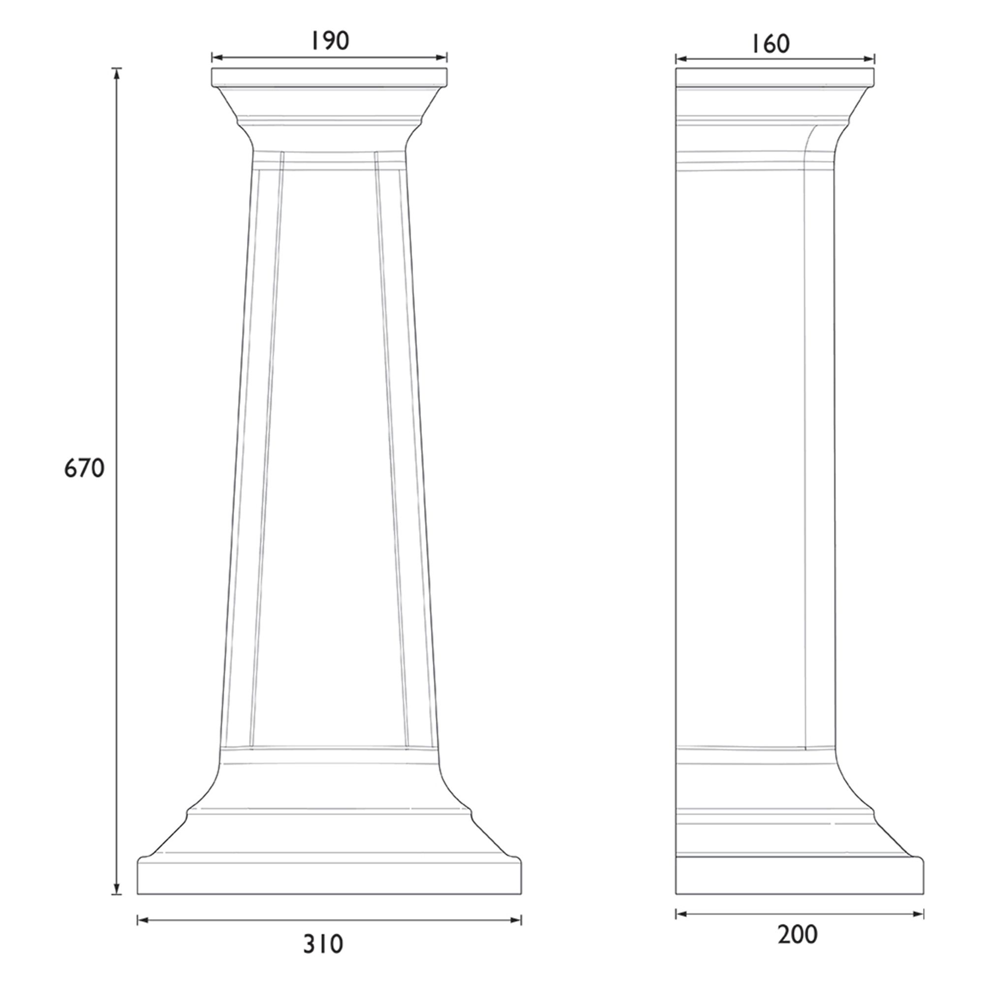 Heritage Upperton Gloss White D-shaped Wall-mounted Full pedestal Basin (W)49cm