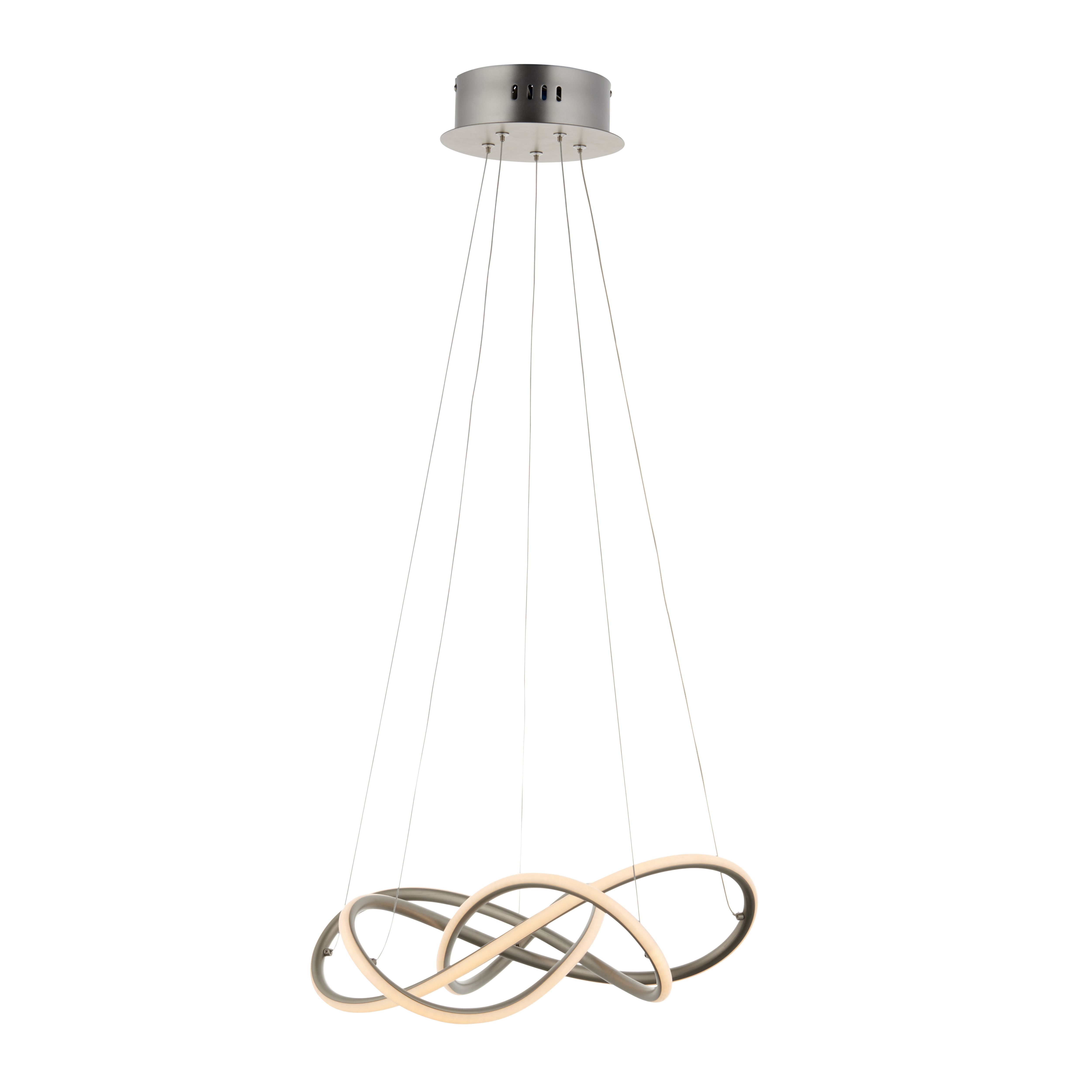 Heron Spiral Matt Aluminium alloy, silicone & steel Silver effect LED Ceiling light
