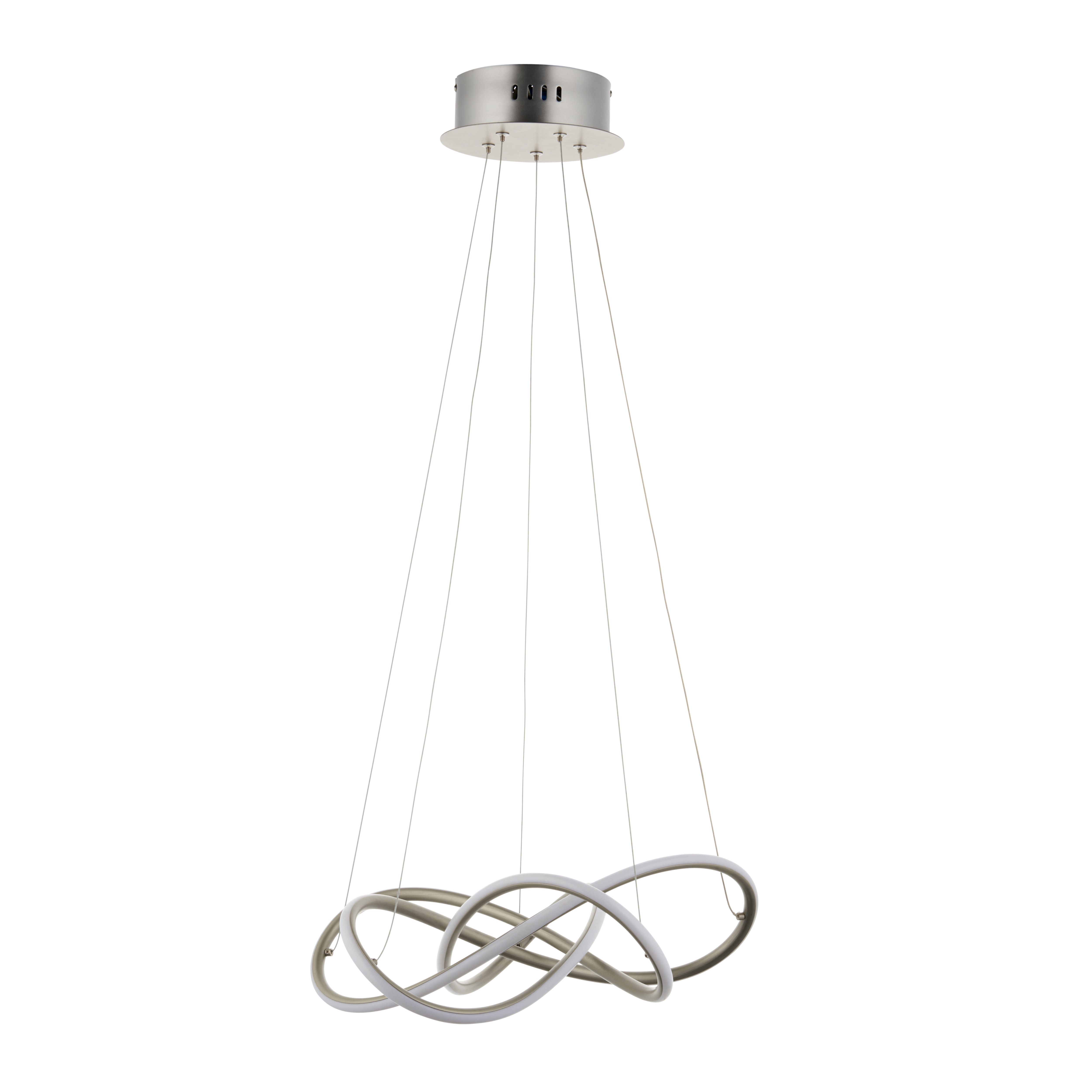 Heron Spiral Matt Aluminium alloy, silicone & steel Silver effect LED Ceiling light