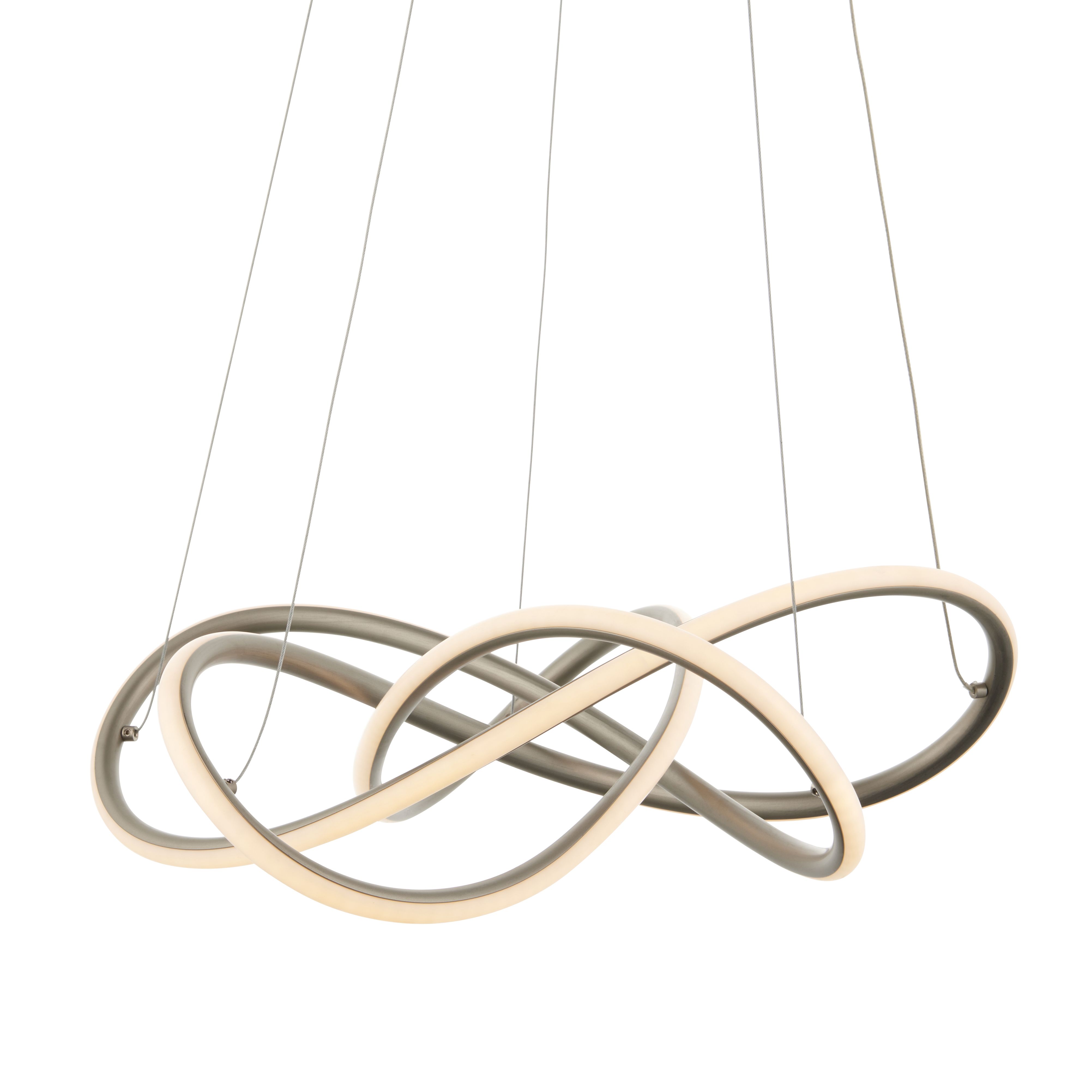 Heron Spiral Matt Aluminium alloy, silicone & steel Silver effect LED Ceiling light