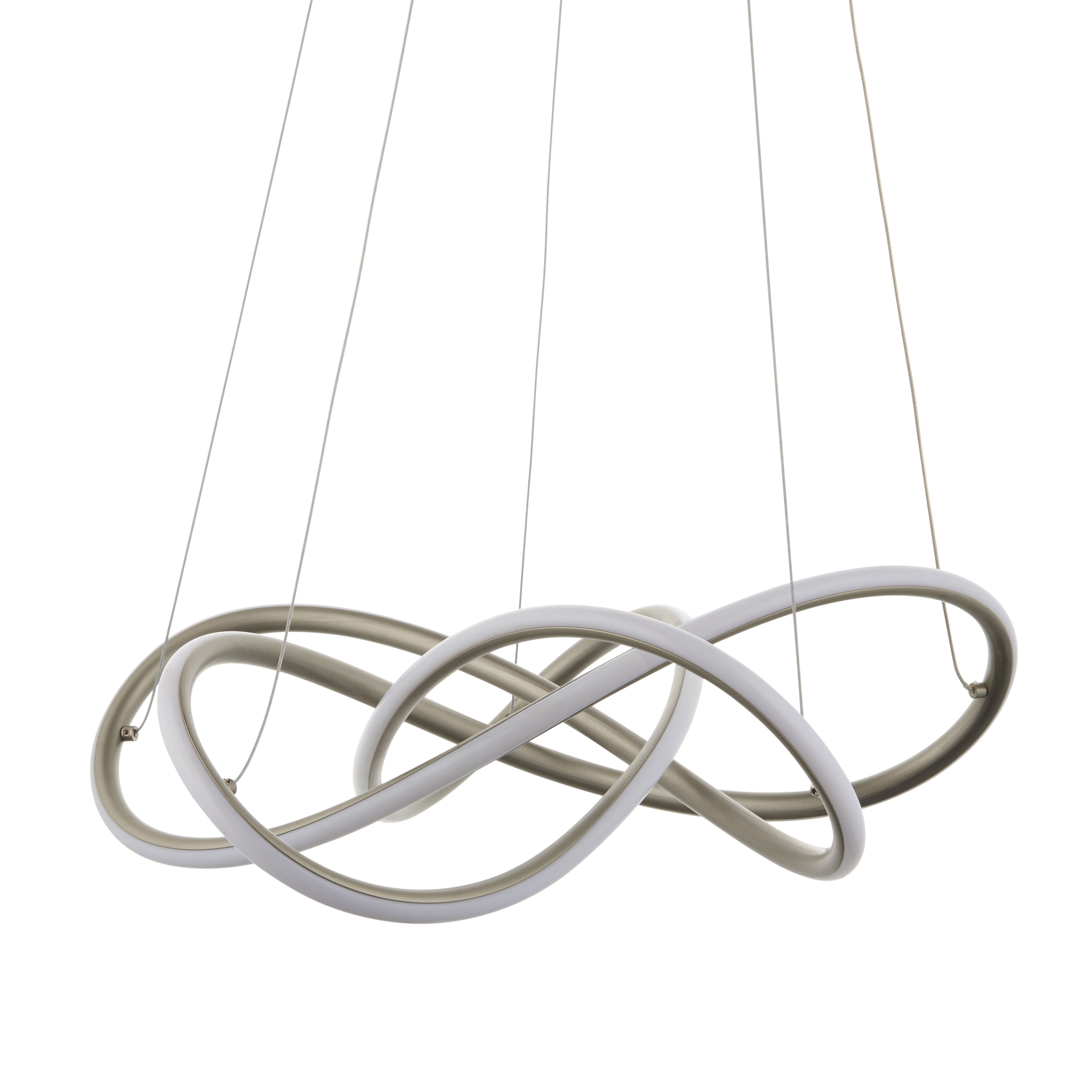Heron Spiral Matt Aluminium alloy, silicone & steel Silver effect LED Ceiling light